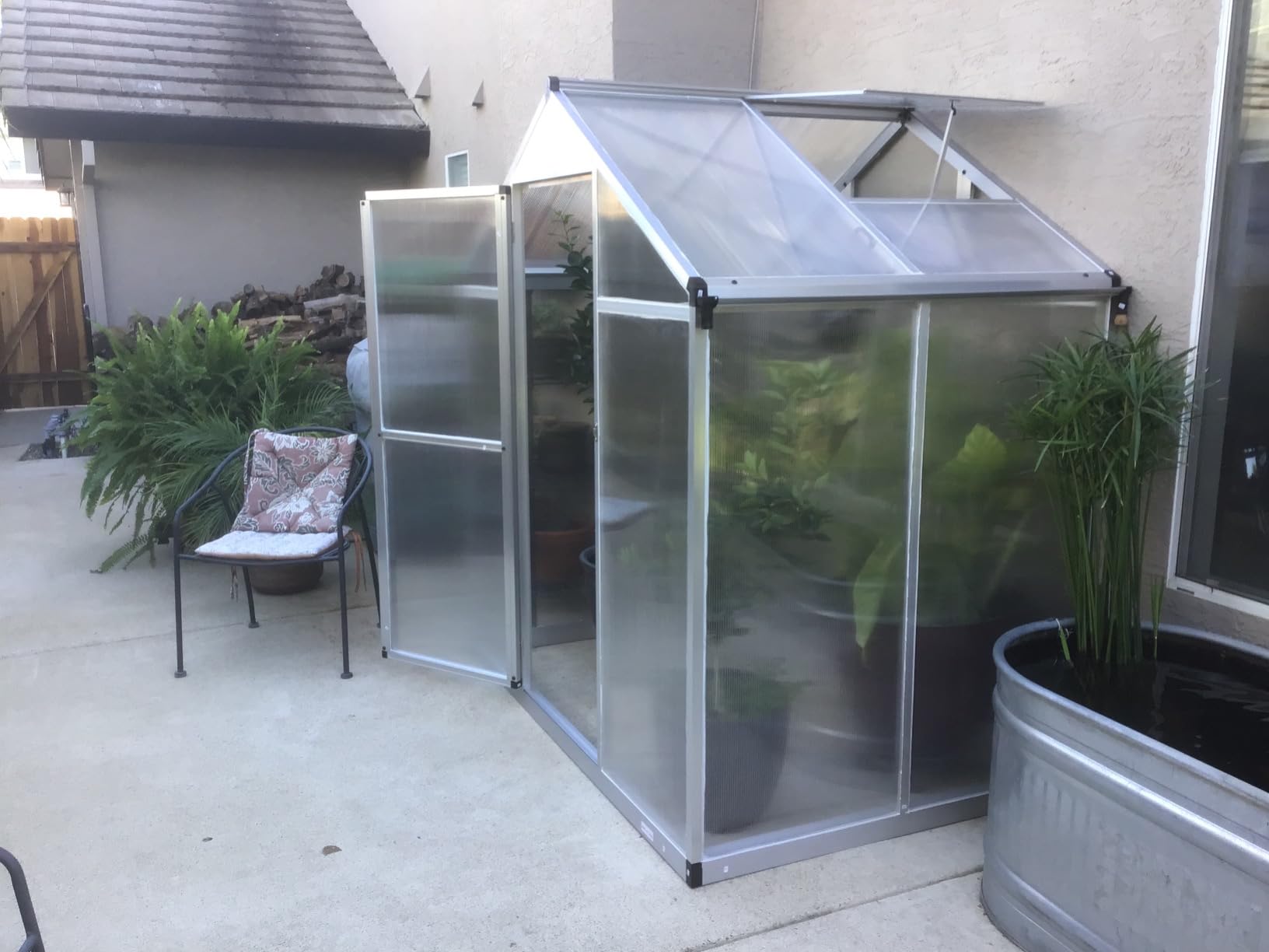 Outsunny 8' x 6' Greenhouse for Outdoors, Polycarbonate Greenhouse with Rain Gutter and Roof Vent, Aluminum Walk-in Green Houses for Outside Patio Backyard Garden customer photo 1