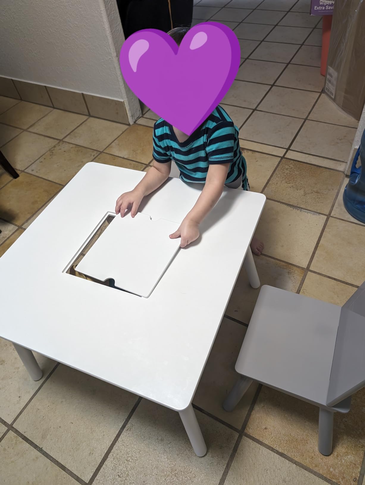 Delta Children Finn Table and Chair Set with Storage, White/Grey customer photo 2