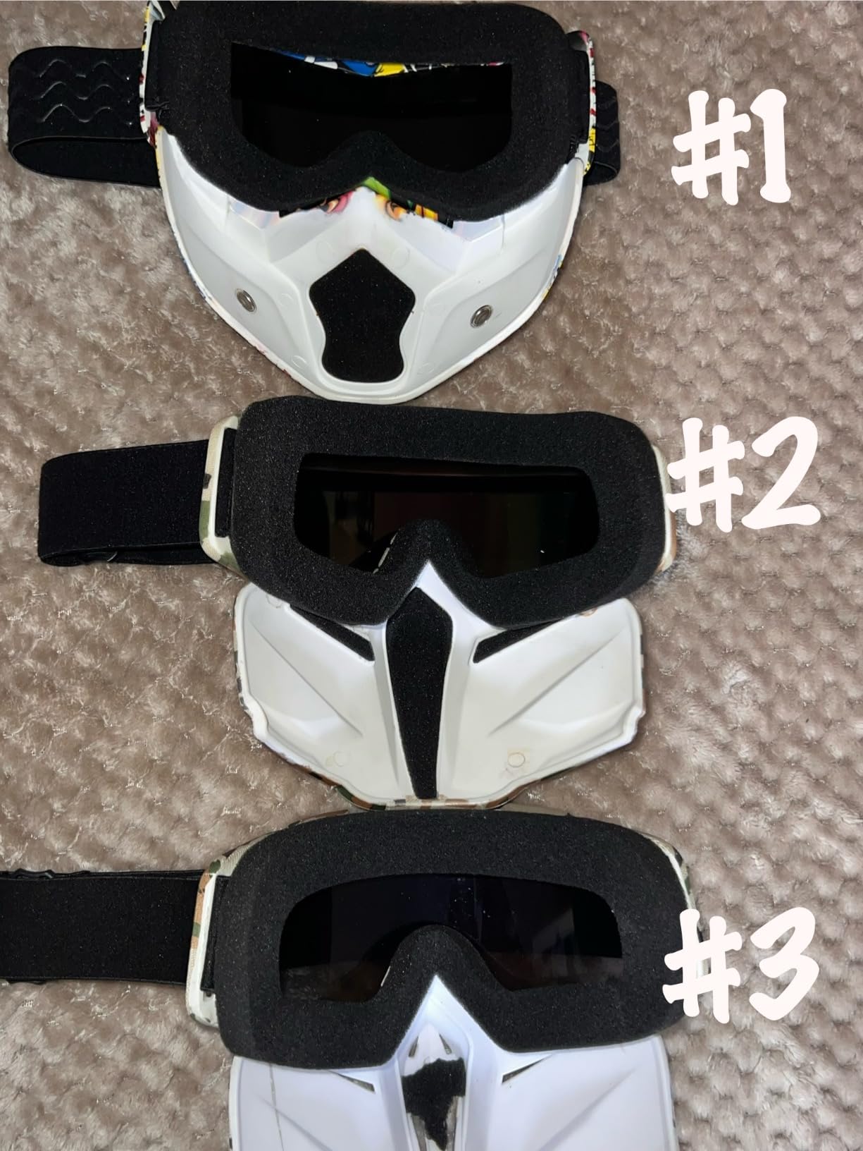 Motorcycle Goggles with Removable Face Mask, Riding Glasses Dirt Bike ATV Motocross Detachable Eyewear Offroad Airsoft Paintball Cycling Protective Full Face Mask Anti-Fog for Adults Youth customer photo 2