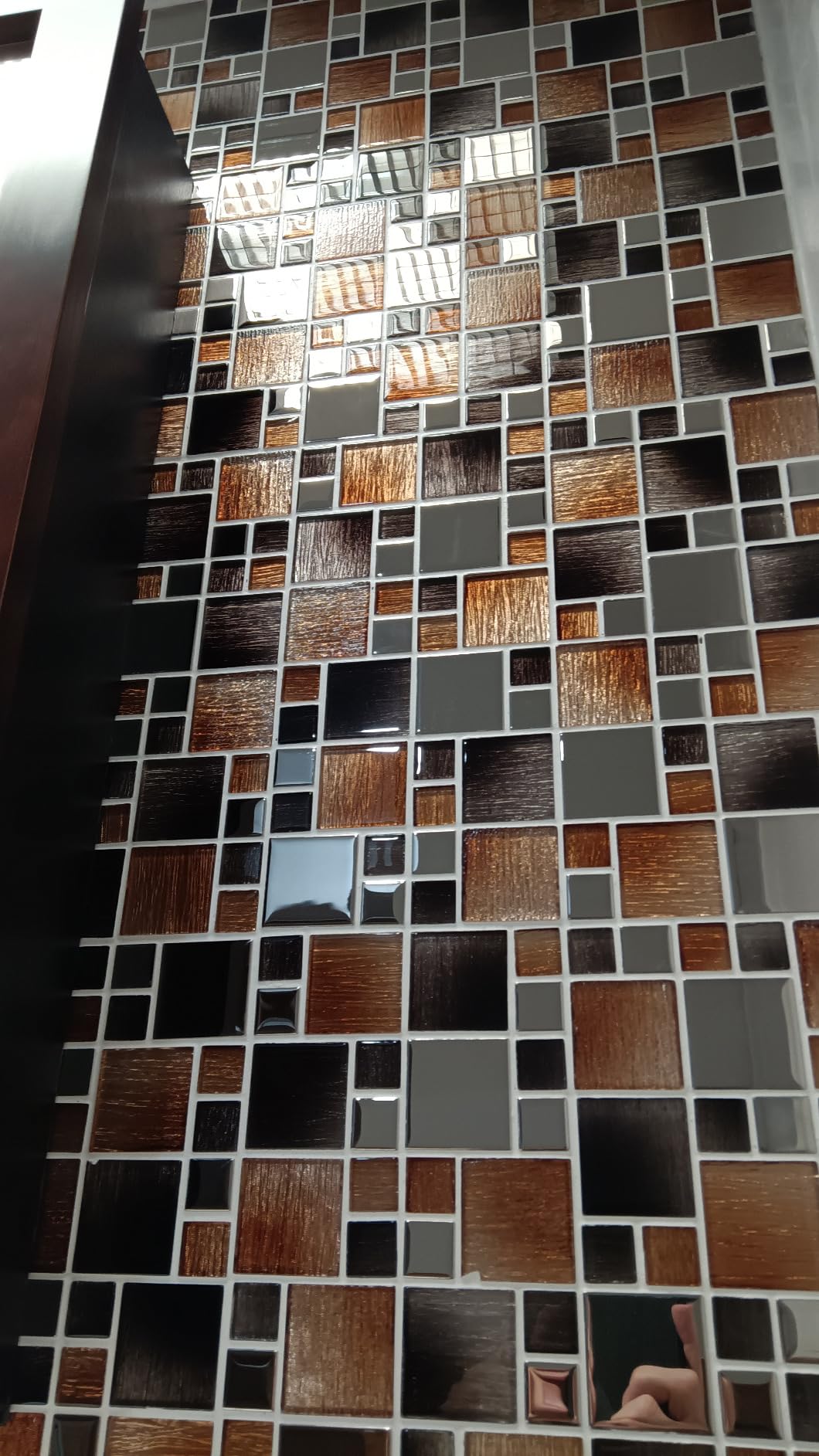 Glass Mosaic Tile Backsplash Grey and Silver 12 x 12 Inch 5 sq.ft. | Glass Tile for Kitchen Backsplash Bathroom Wall 5-Pack customer photo 2