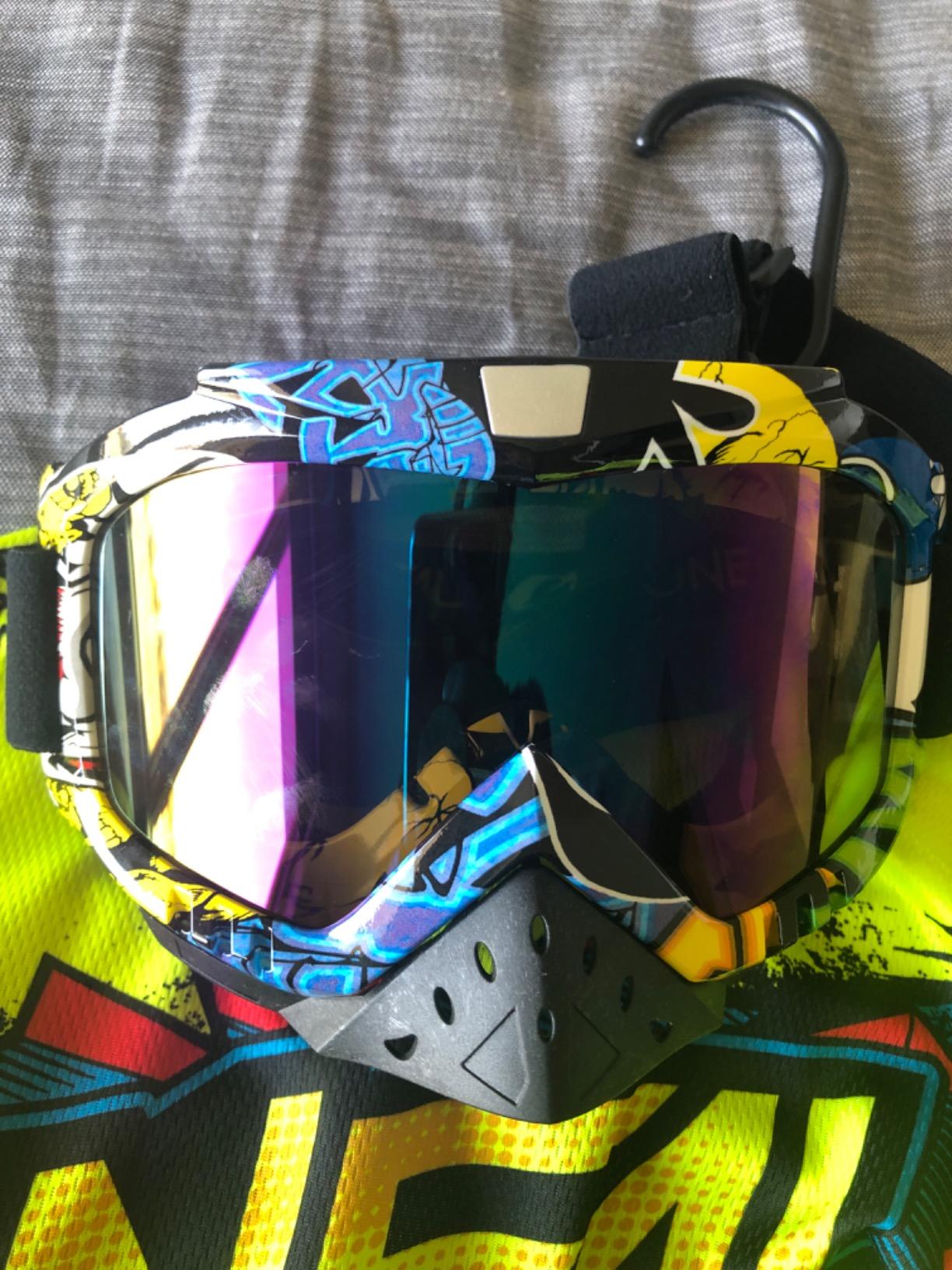 Professional Motorcycle Motocross Goggles 2-Pack Dirt Bike ATV | Riding Racing Wide Vision Glasses, Anti-Fog Scratch, Windproof, Dustproof, Goggles for Adult Youth Kids, Clear Lens customer photo 2
