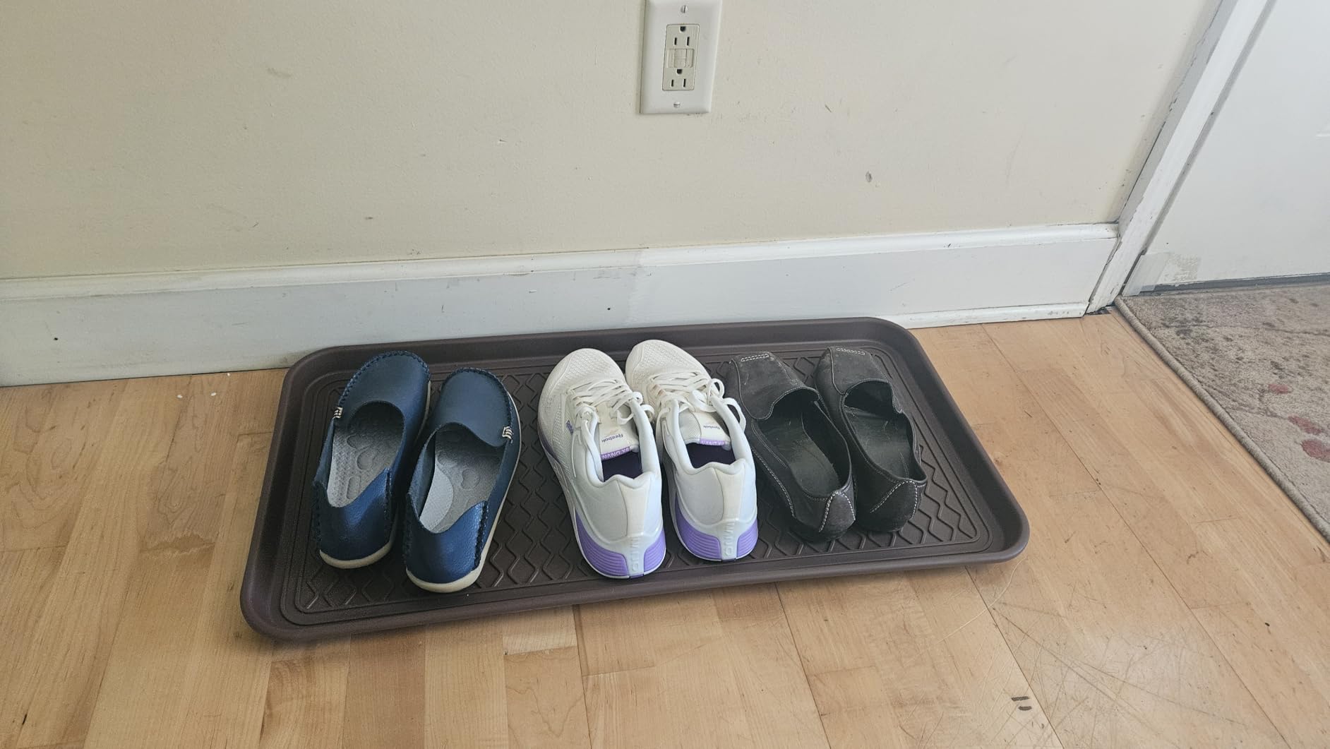 Large Multifunctional Boot Tray 2 Pack Boot Mat Washable Indoor or Outdoor Tray Mat for Shoes Boots Plants Pots, 30 x 15 x 1.2 Inches (Brown) customer photo 2