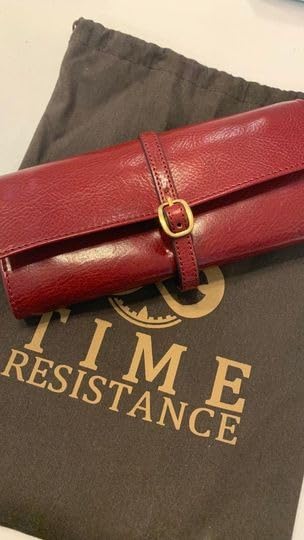 Time Resistance Leather Jewelry Roll - Full Grain Leather Travel Jewelry Case - Jewellery Organizer Made in Italy (Red) customer photo 2