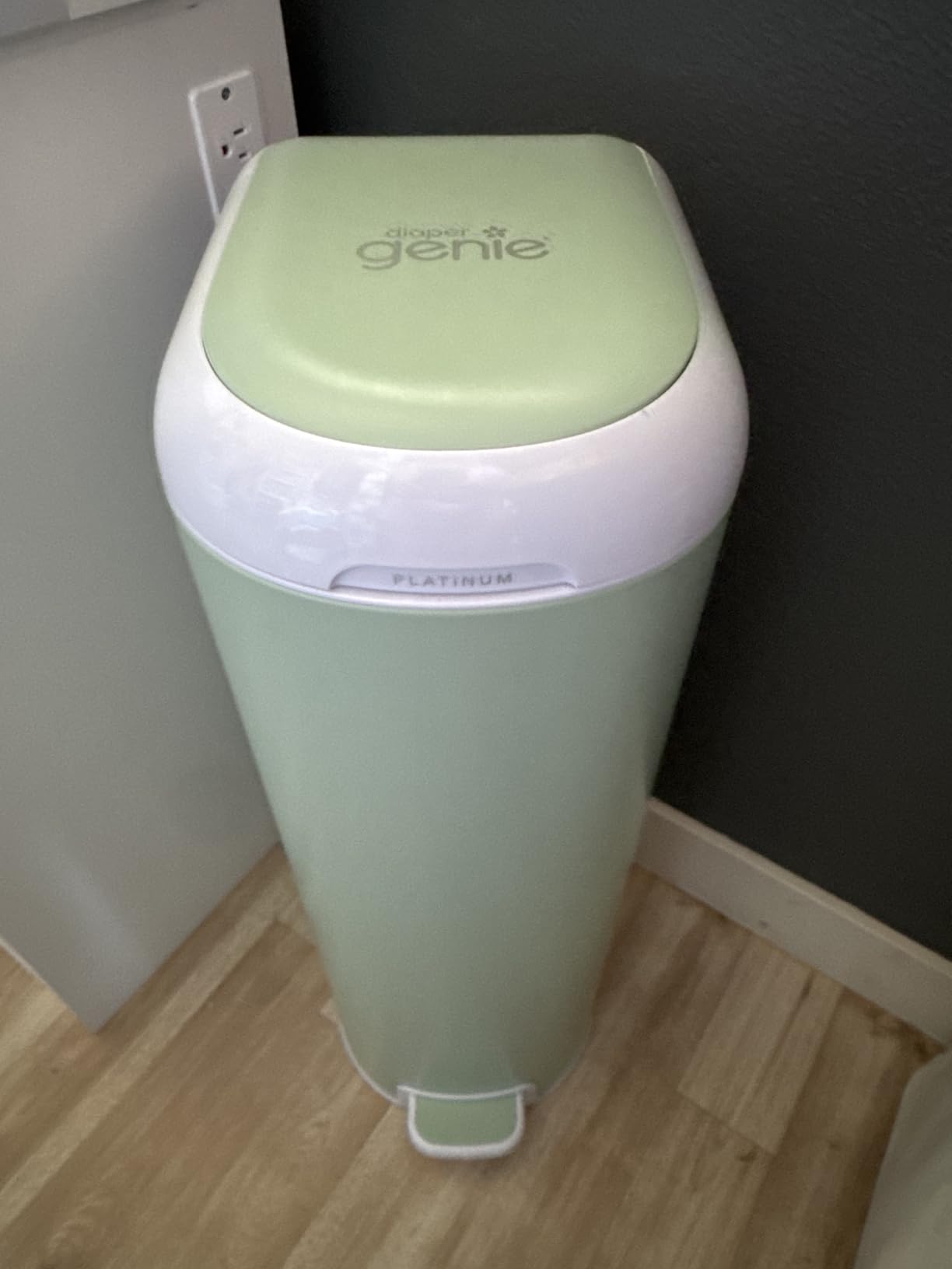 Diaper Genie Platinum Pail (Lily White) is Made in Durable Stainless Steel and Includes 1 Easy Roll Refill with 18 Bags That can Last up to 5 Months. customer photo 2