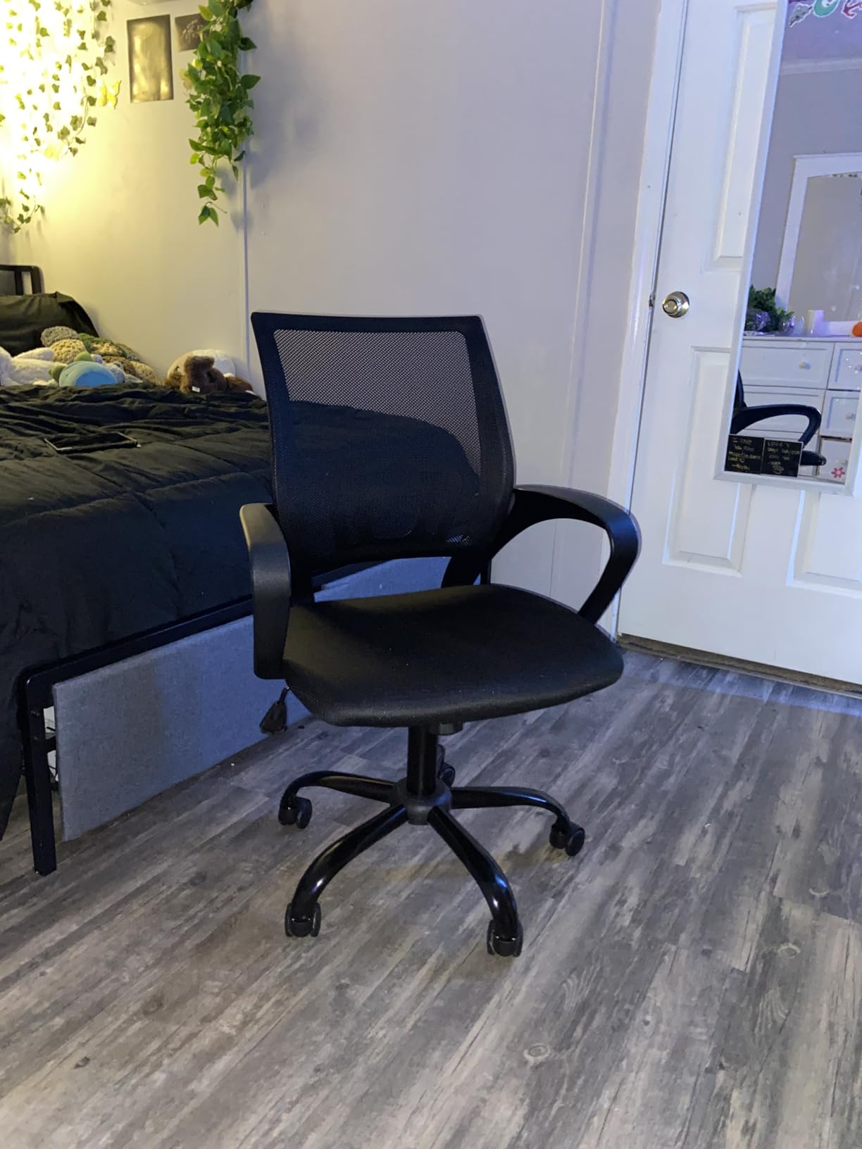 PayLessHere Office Chair, Black, with Lumbar Support, Adjustable Height, Ergonomic Armrests, 360 Swivel Base & Smooth Casters, Computer Chair for Home Office customer photo 1