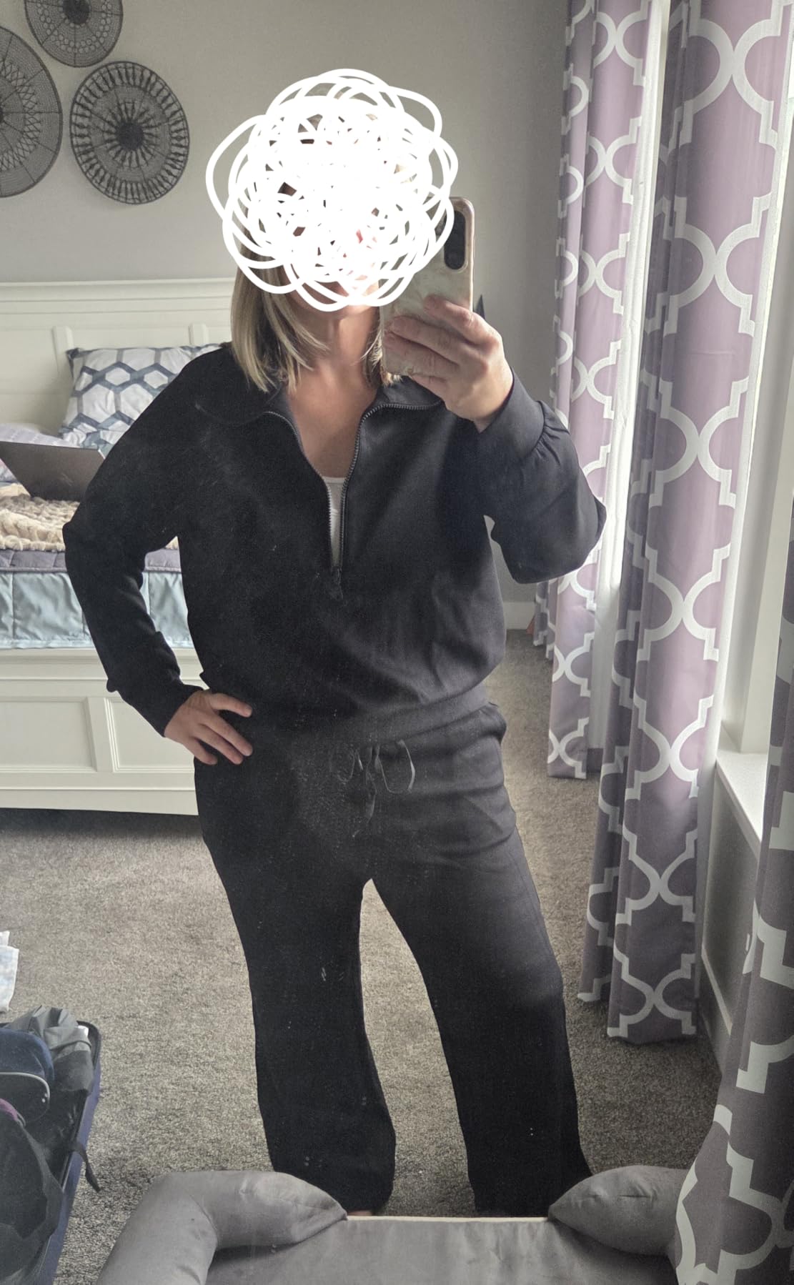 PRETTYGARDEN Women's 2 Piece Outfits Casual Lapel Half Zip Sweatshirts and Wide Leg Pants Tracksuit Sets customer photo 2