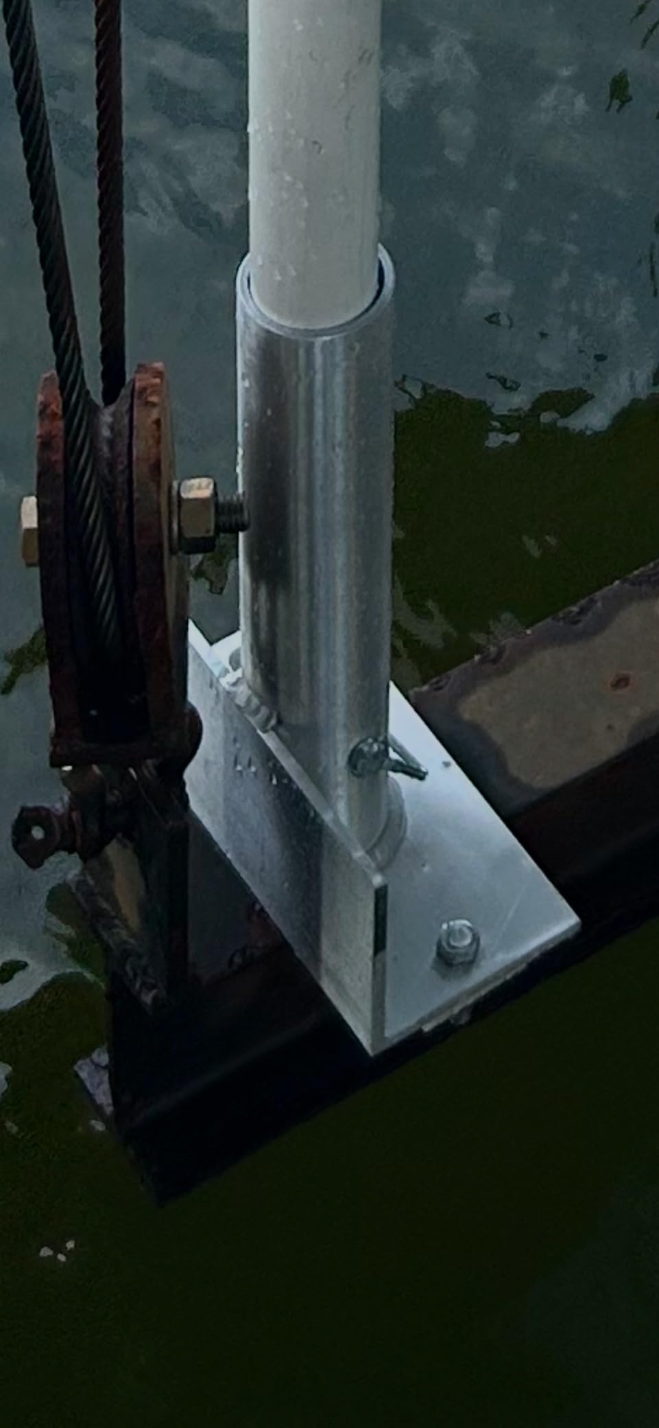 Boat Lift Guide Post Bracket with Drain Hole - Marine-Grade 6061 Aluminum & Stainless Steel Hardware - Fits 1-1/2