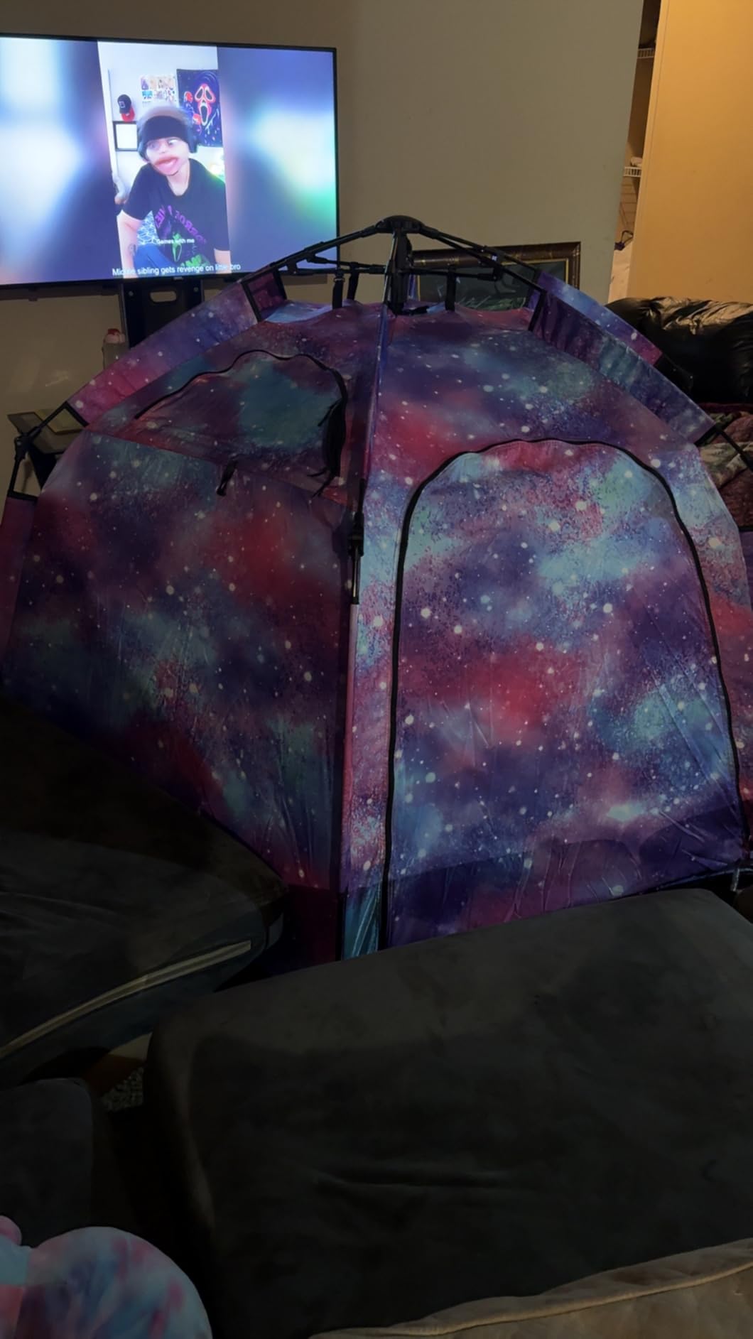 Portable Hexagon Kids Play Tent with LED Strip Lights Indoor Children Play House Easy Set-up Space Tent Dream Tent for Night.4-5 Person Birthday Gifts customer photo 1