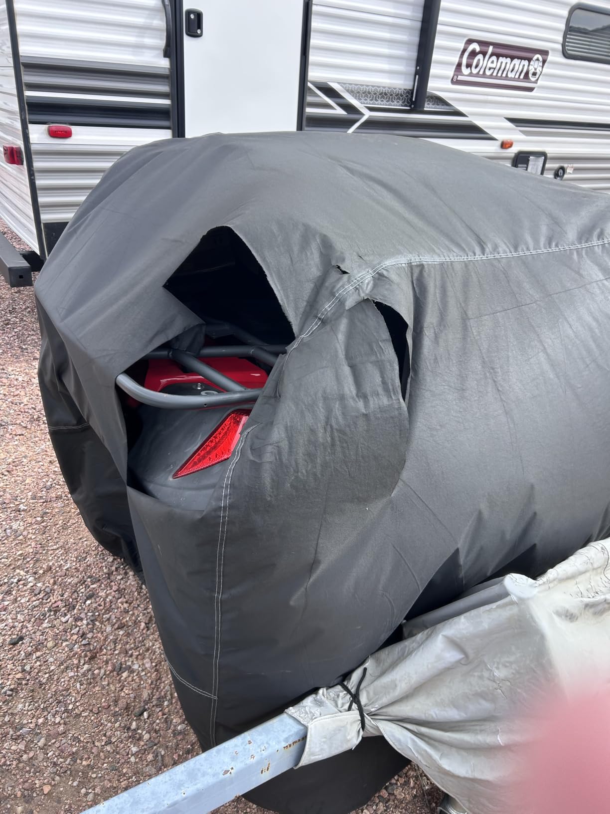 QYMOTO ATV Cover, 420D Large ATV Cover XXL 2-UP, 4 Wheeler Quad Durable Waterproof Outdoor Full Protection Windproof for CFMOTO Cforce 600 1000 Tour, Polaris Sportsman 570, Can am Outlander 570 850 customer photo 2