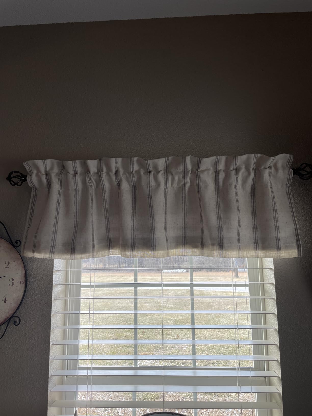 DriftAway Farmhouse Linen Valance Rod Pocket 1 Panel, W52xL14, Gray | 2 Layers, Lined, Room Darkening, Vertical Striped, Thermal Insulated, Window Treatment, Home Decor, Kitchen, Living Room customer photo 2