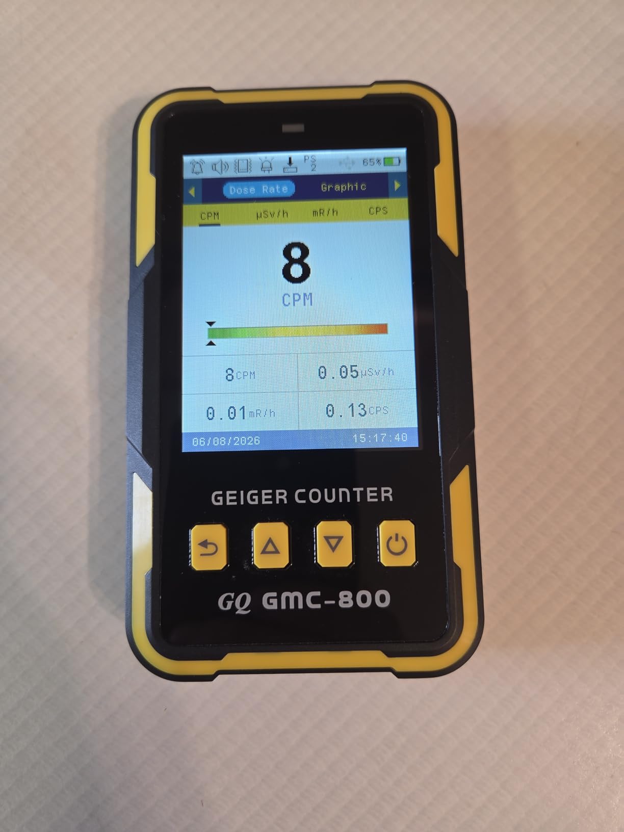 Nuclear Radiation Detector GQ GMC-800 Geiger Counter USA Design Product US National Standard Large Color LCD Display 5 Alarm Types Dosimeter Data Save & Global Share Beta Gamma X-ray Portable Device customer photo 2