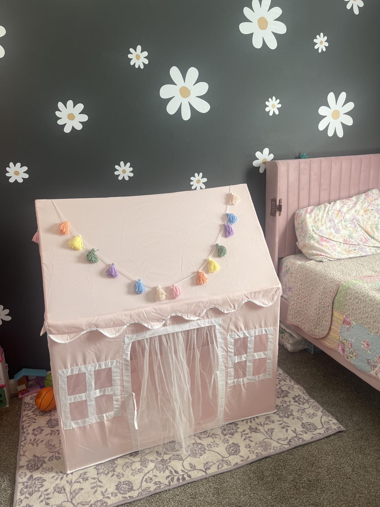 Kids Play Tent Indoor: with Mat, Tassel Garland - Girl Tent Indoor Playhouse for Kids Toys for Boy Girl Birthday Gift customer photo 2