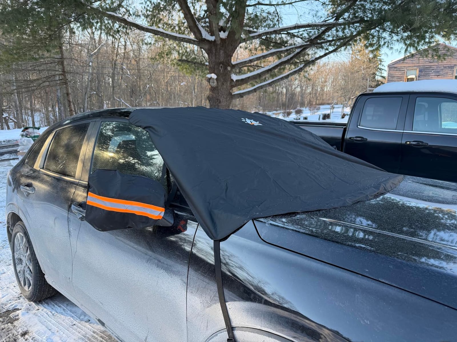Car Windshield Cover for Ice and Snow - 600D Windshield Snow Cover with Side Mirror Cover Heavy Duty, Standard Winter Frost Hail Protector for Most Car, Truck, SUV, Van and MPV (70 x 50 Inch) customer photo 1