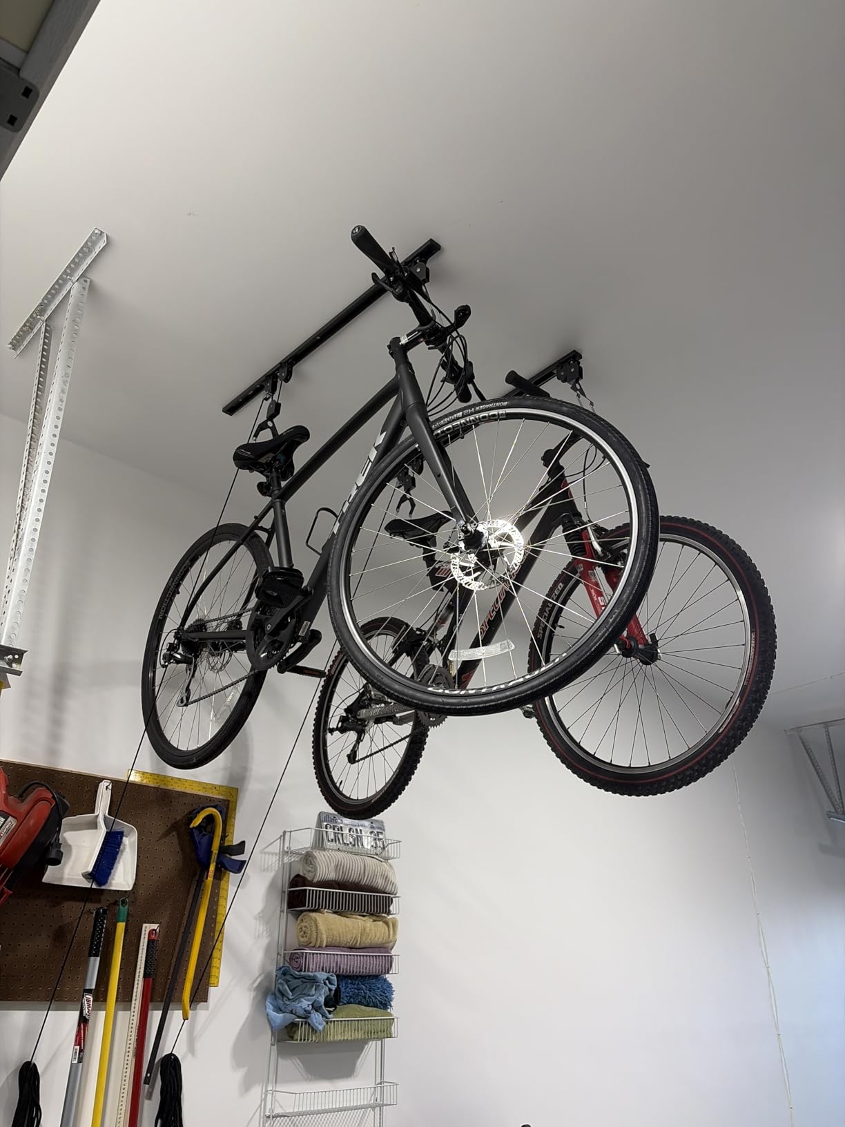 Bike Hoist- Heavy Duty for Space Saving - Road, Commuter & Mountain Bikes, Holds Kayaks & Ladders - No-Hassle Installation for Quick & Easy Access customer photo 1