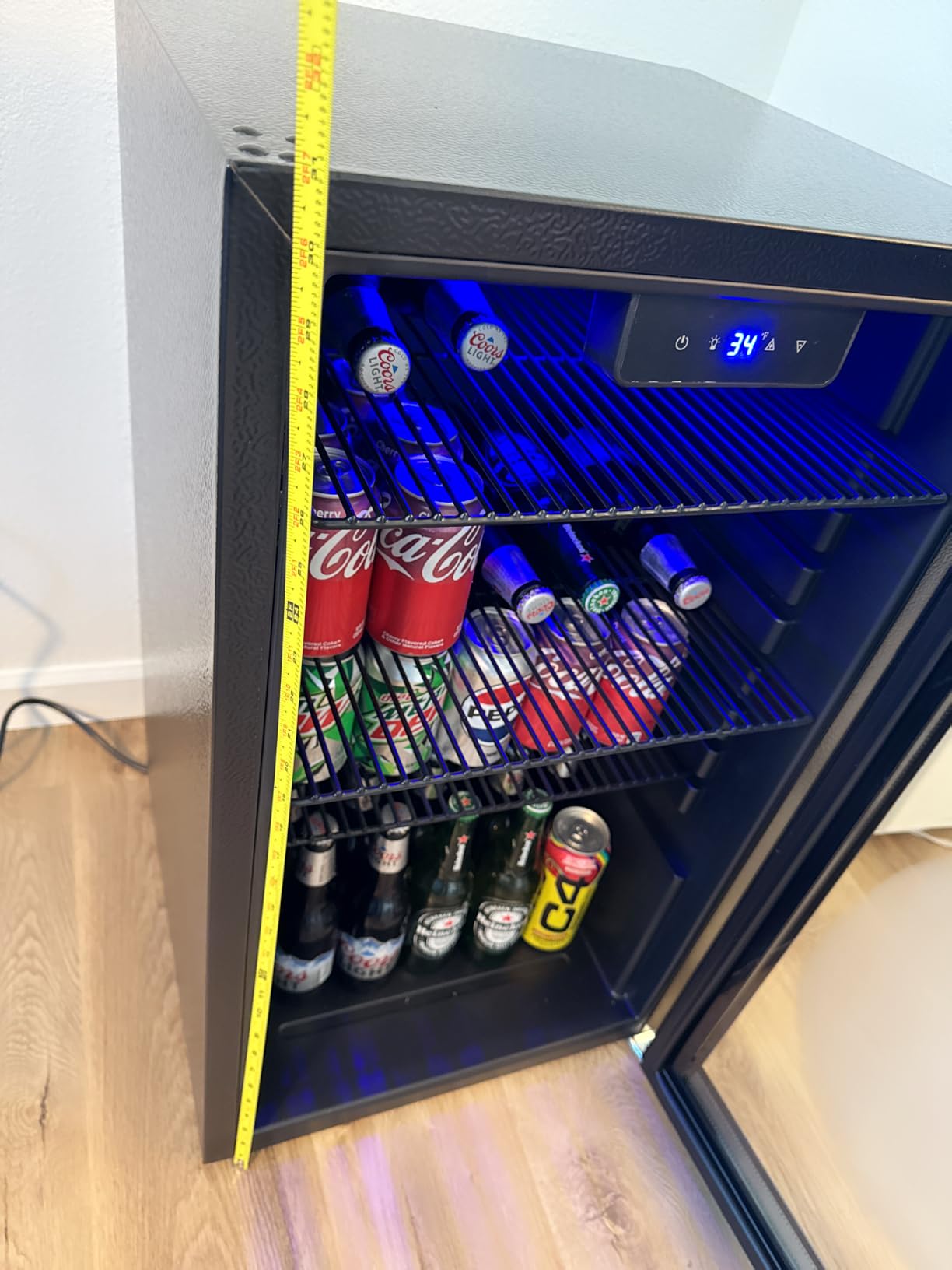 Icyglee 3.2 Cu.Ft Beverage Refrigerator Cooler, 126 Can Mini Fridge, Silver | 34-64°F Temp Control, Compressor Cooling, Glass Door, 4 Removable Shelves, Ideal for Home Office Bar, Energy Efficient customer photo 2