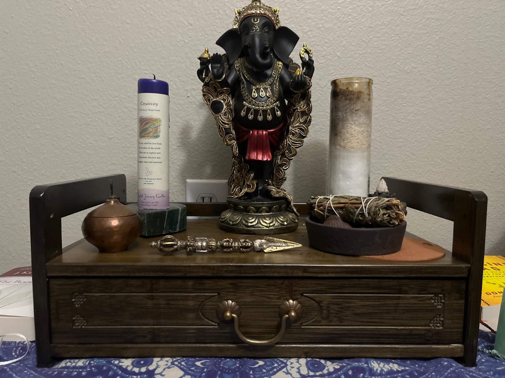 Altar Table with Storage & Drawer Small Meditation Table & Puja Table customer photo 1