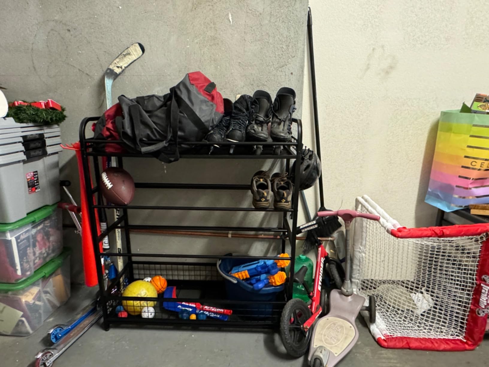 EXTCCT Garage Sports Equipment Organizer - Rolling Ball Storage with Wheels customer photo 2