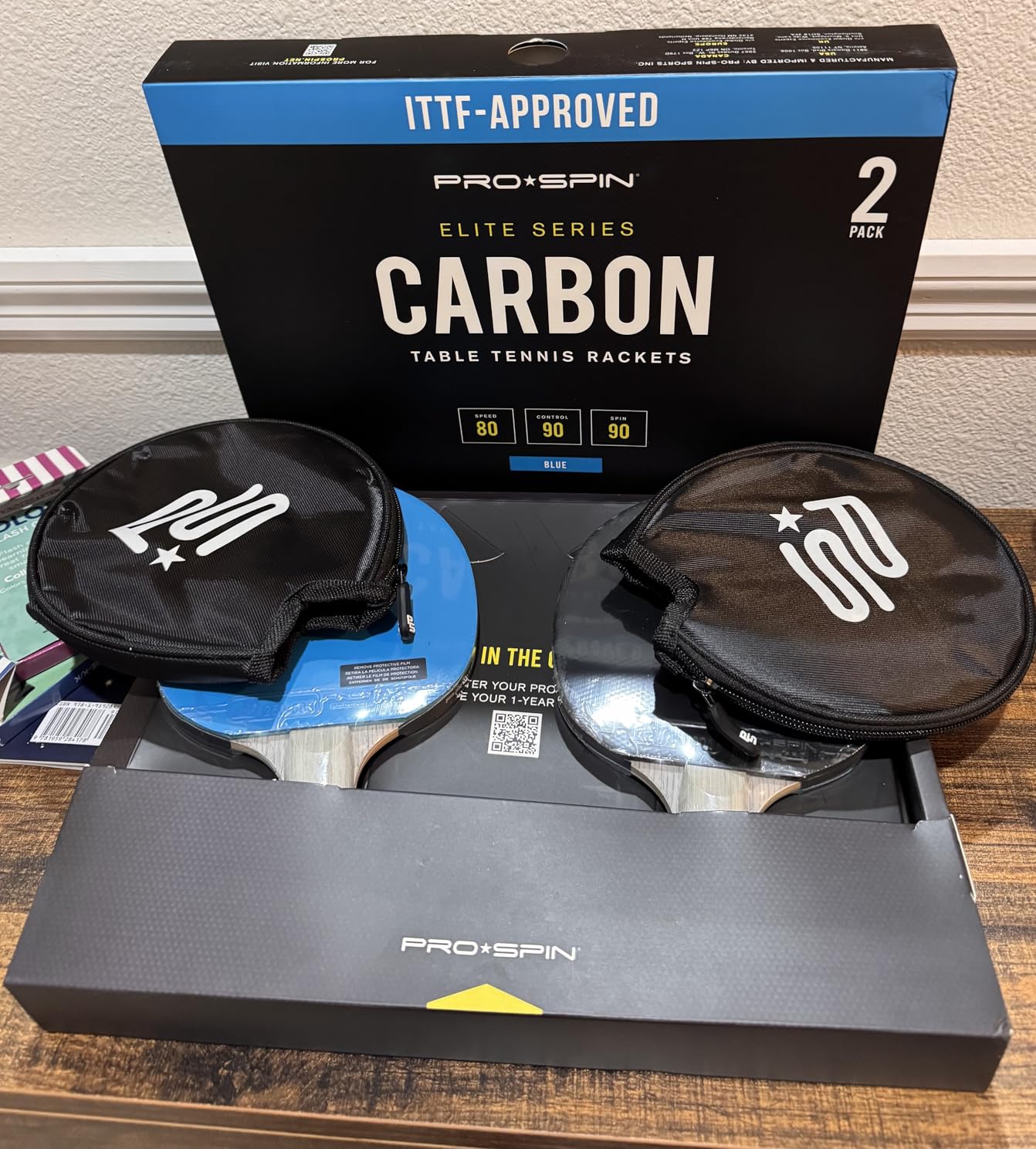 PRO-SPIN Ping Pong Paddles - ITTF Approved Professional Table Tennis Rackets with Carbon Fiber for Superior Control | 7-Ply Blade, Premium Rubber, 2.0mm Sponge customer photo 2