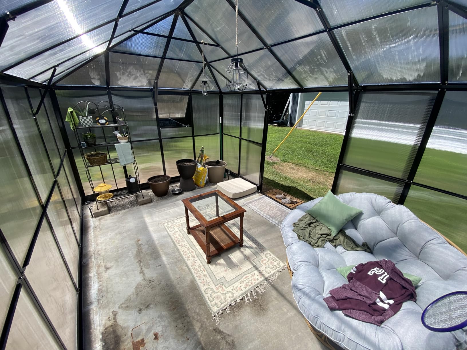 HOWE 14x9.5x9 FT Polycarbonate Greenhouse for Outdoors, Pavilion Style | Aluminum Greenhouse with 2 Vents & Lockable Double Doors, 6 FT Wall Height, Walk-in Sunroom, Ideal for Garden & Patio Use customer photo 1