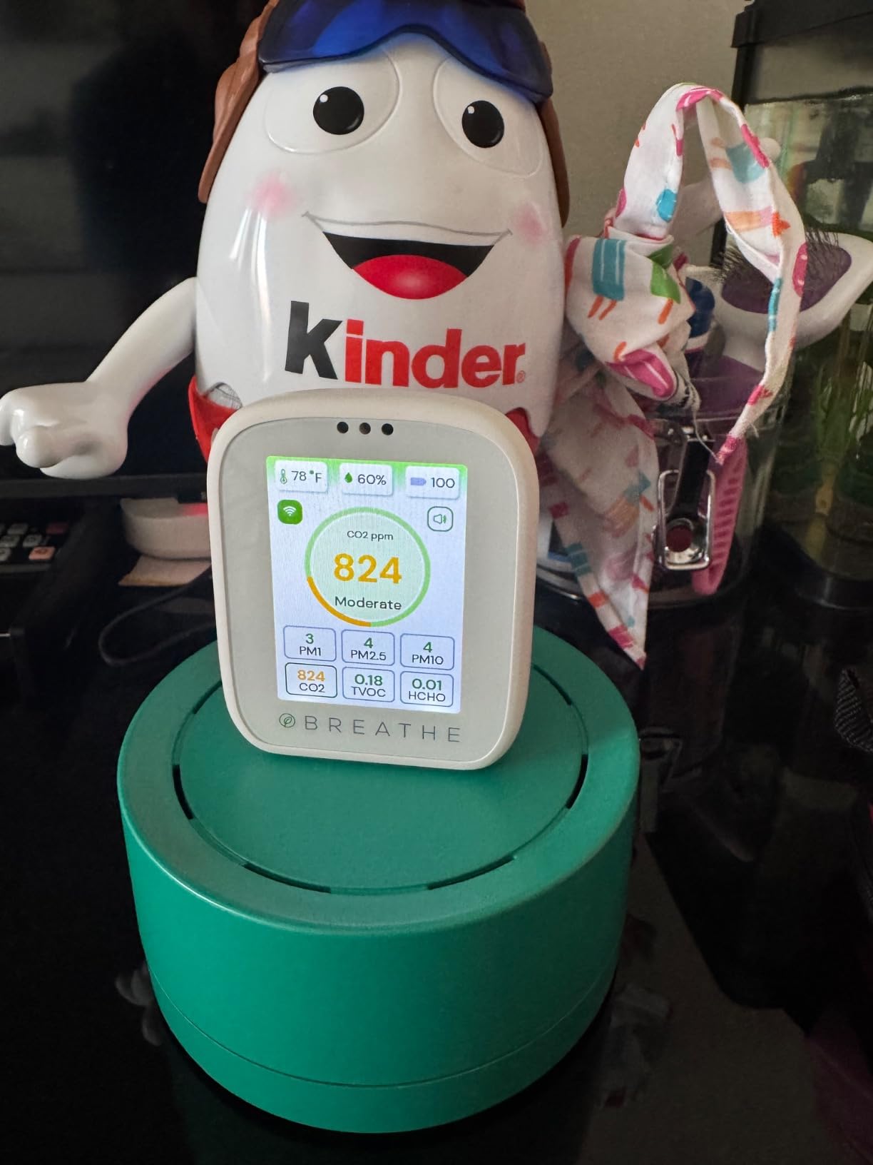 BREATHE Airmonitor Plus Indoor Air Quality Monitor w/CO₂, PM & App. Gen 2. | Professional-Grade NDIR Sensor, PM1, PM10, TVOC, Formaldehyde, Smart Alerts, 90-Day History, CSV Export. 6 Hour Battery Life. customer photo 1