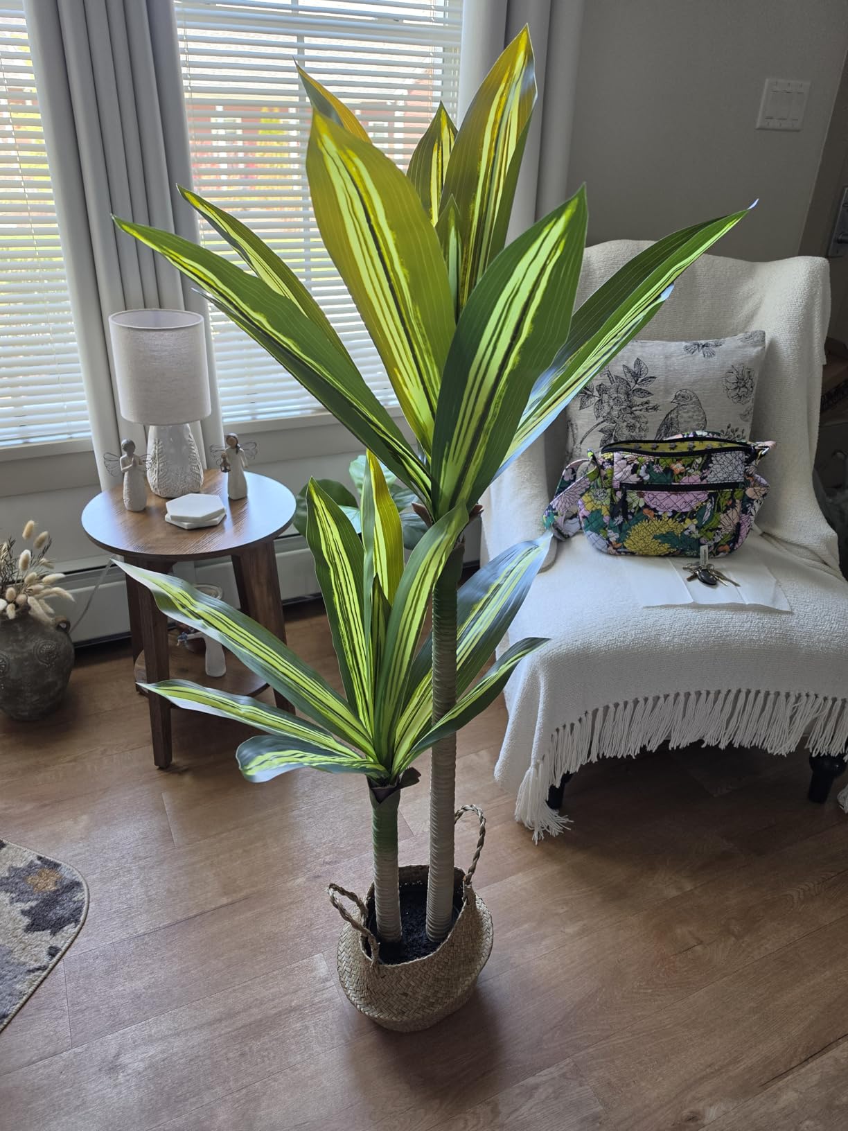 Ferrgoal 5 Ft Artificial Dracaena Tree, Faux Plants Indoor with Basket | Tall Fake Plant With Realistic Leaves, Floor Plant for Home Decor Office Living Room, Housewarming customer photo 1