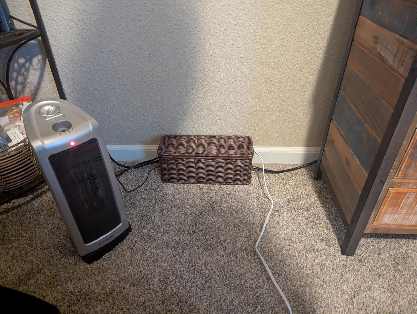 Cable Management Box, Handmade Rattan Cable Organizer with 2 Open Slots, Cord Hider for Power Strip, Router & USB Hub, Registered U.S. Design Patent, 13