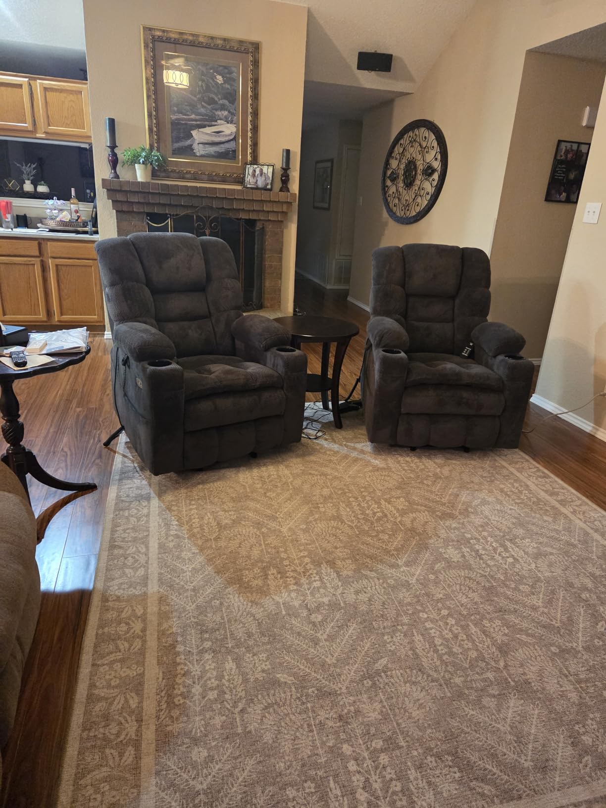 MCombo 3 Motor Large Power Lift Recliner for Elderly, Massage & Heat, 7634 | Lay Flat, Infinite Position, Power Headrest, Tall Elderly, 4.7 Footrest, USB ports, Cup Holders, Pockets, Fabric (Beige) customer photo 1