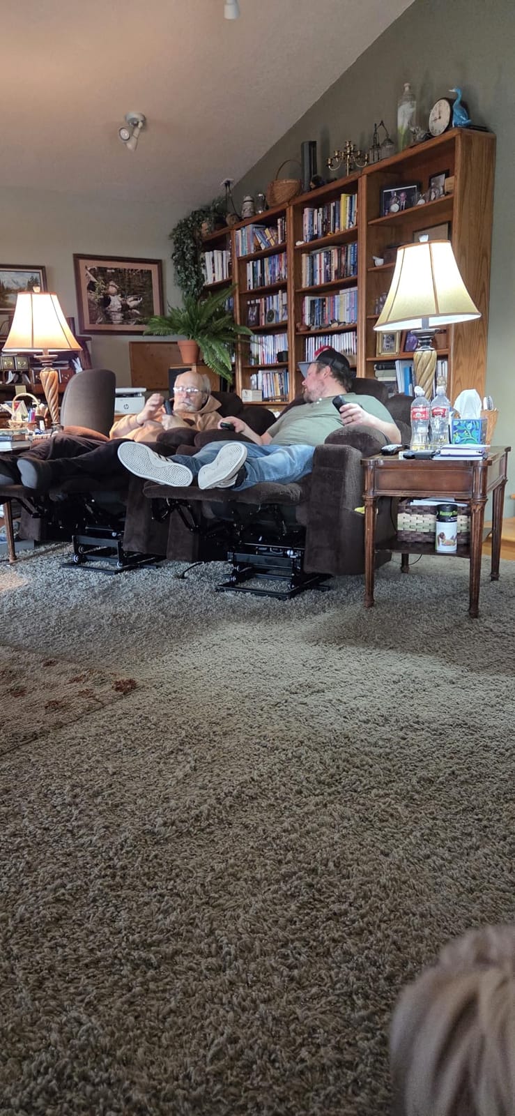 MCombo 3 Motor Large Power Lift Recliner for Elderly, Massage & Heat, 7634 | Lay Flat, Infinite Position, Power Headrest, Tall Elderly, 4.7 Footrest, USB ports, Cup Holders, Pockets, Fabric (Beige) customer photo 2