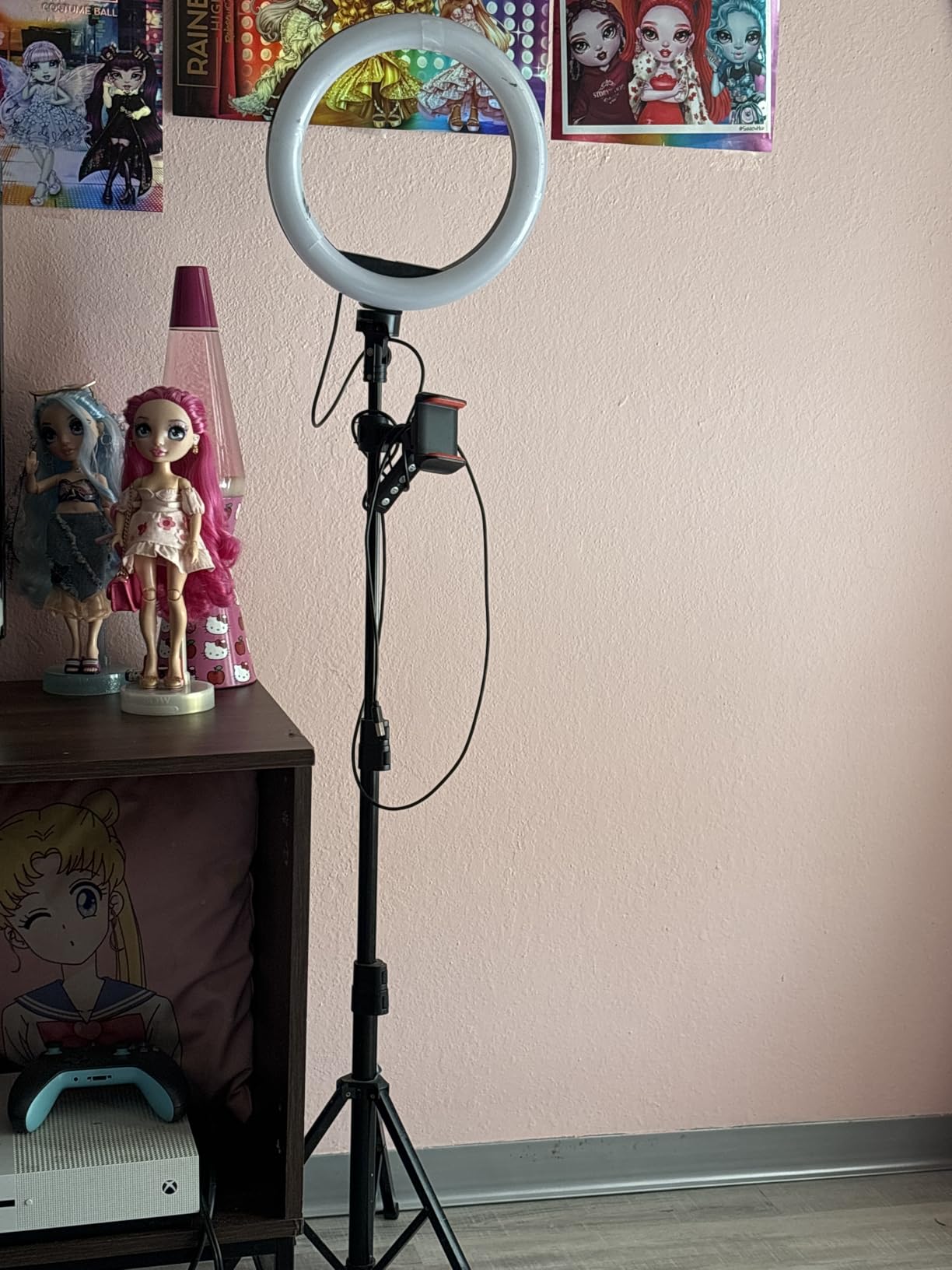 UBeesize 14'' LED Foldable Ring Light with 62'' Tripod Stand, Selfie Ring Light for Video Recording, Live Streaming, TikTok & YouTube, Compatible with iPhone & Android (Black) customer photo 1