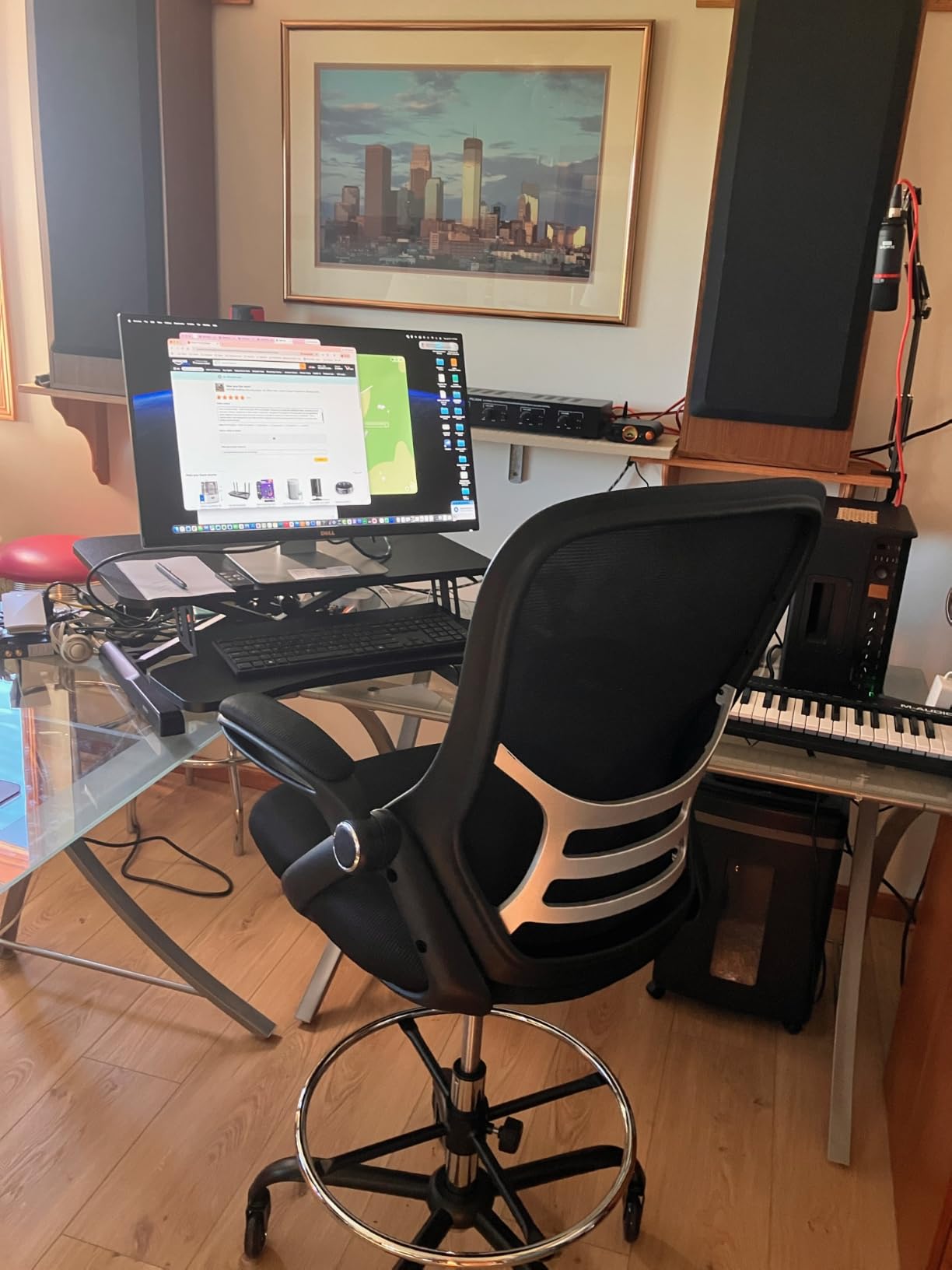 HYLONE Drafting Chair Adjustable, Tall Office Chair Lumbar Support Ergonomic Standing Desk Chair Heavy Duty Tall Drafting Stool for Artists with Footrest Home Office Drafting Stool customer photo 1