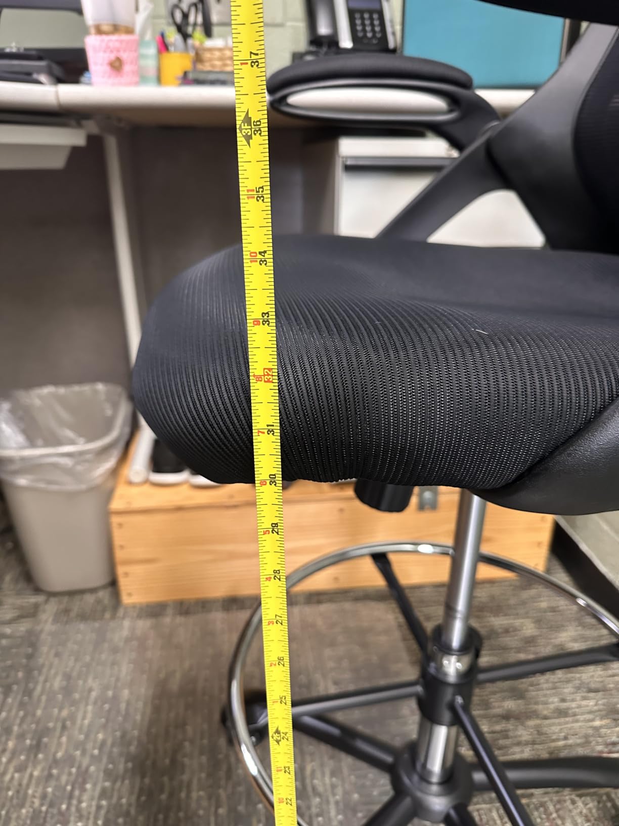 HYLONE Drafting Chair Adjustable, Tall Office Chair Lumbar Support Ergonomic Standing Desk Chair Heavy Duty Tall Drafting Stool for Artists with Footrest Home Office Drafting Stool customer photo 2