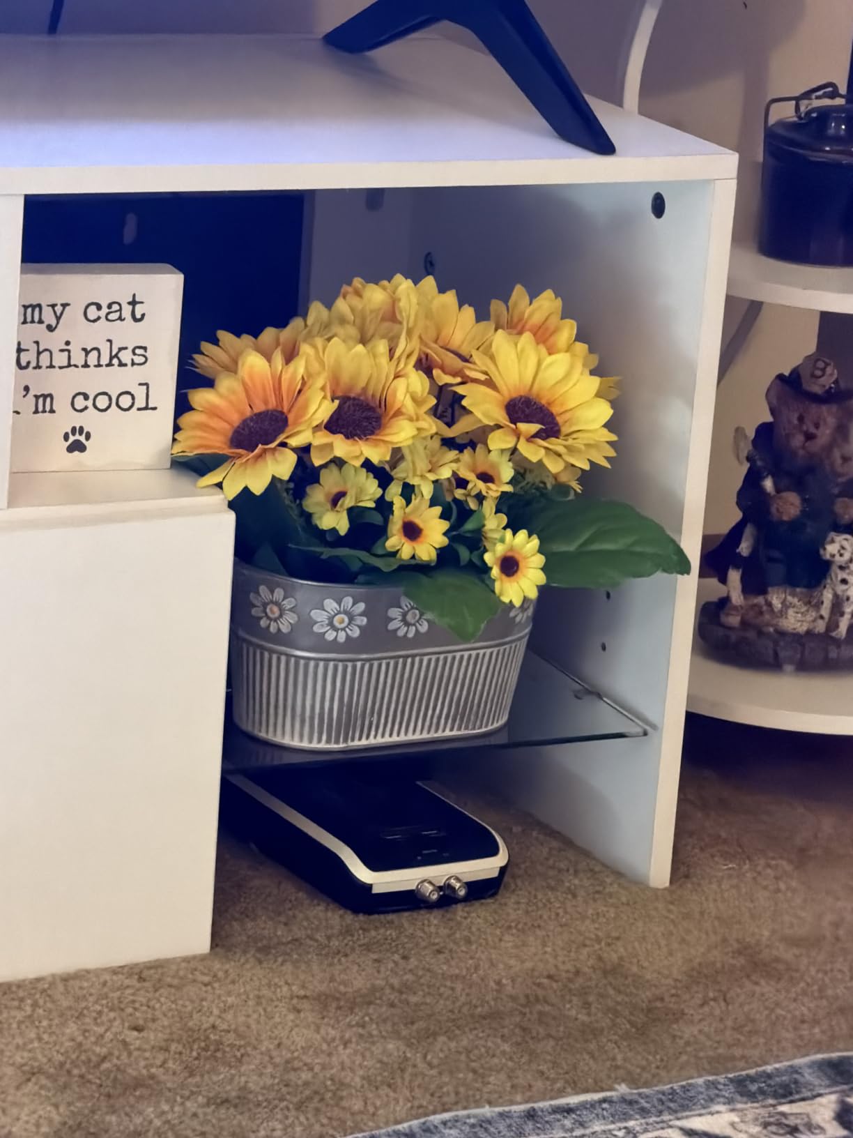 Artificial Flowers Fake Sunflowers in Pot, Faux Silk Flowers Floral Table Centerpiece Decoration, Rustic Potted Greenery for Farmhouse Home Décor customer photo 2
