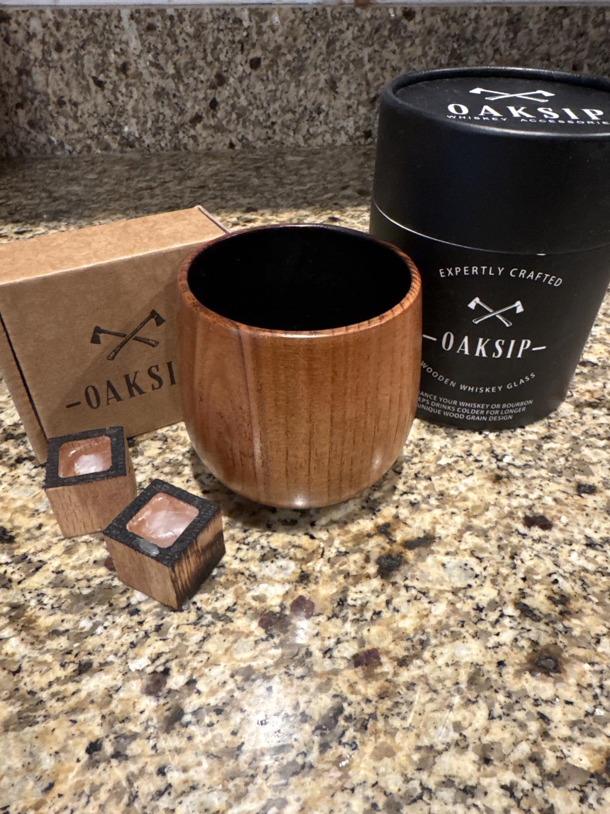 Oaksip Wooden Bourbon and Whiskey Stones Set - Real Oak Charred Like a Whiskey Barrel, Bourbon Gifts for Men customer photo 1