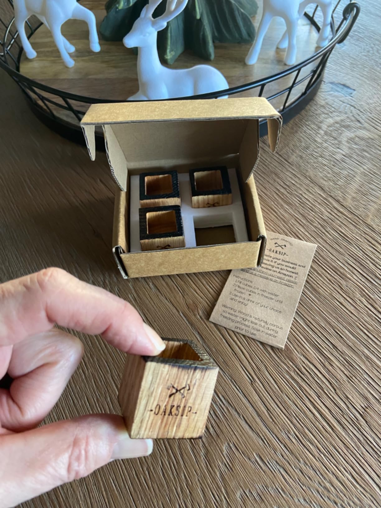 Oaksip Wooden Bourbon and Whiskey Stones Set - Real Oak Charred Like a Whiskey Barrel, Bourbon Gifts for Men customer photo 2