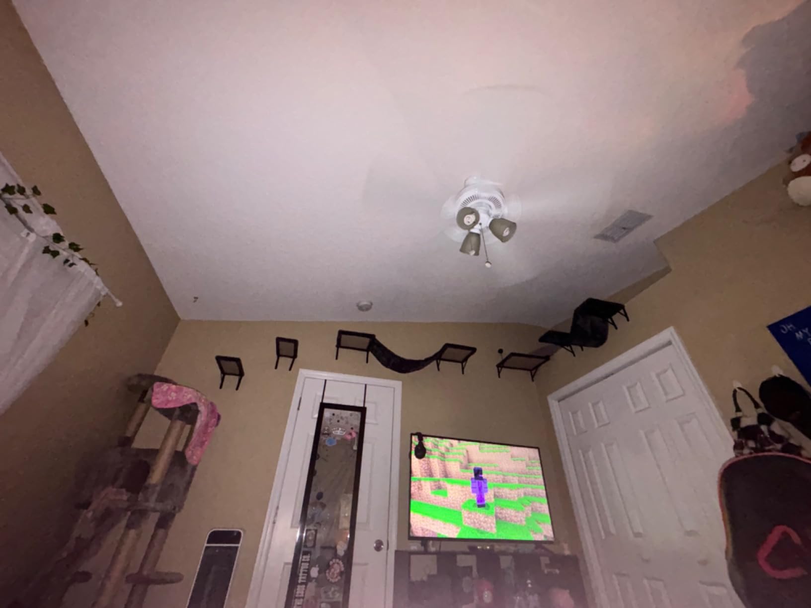 Wall-Mounted Cat Climber Set with Climbing Shelves, Perches, Bridge,Hammock,Scratching Board & Ball - 7 Pcs Wood Indoor Cat Furniture for Kittens Play (Dark Grey) customer photo 1