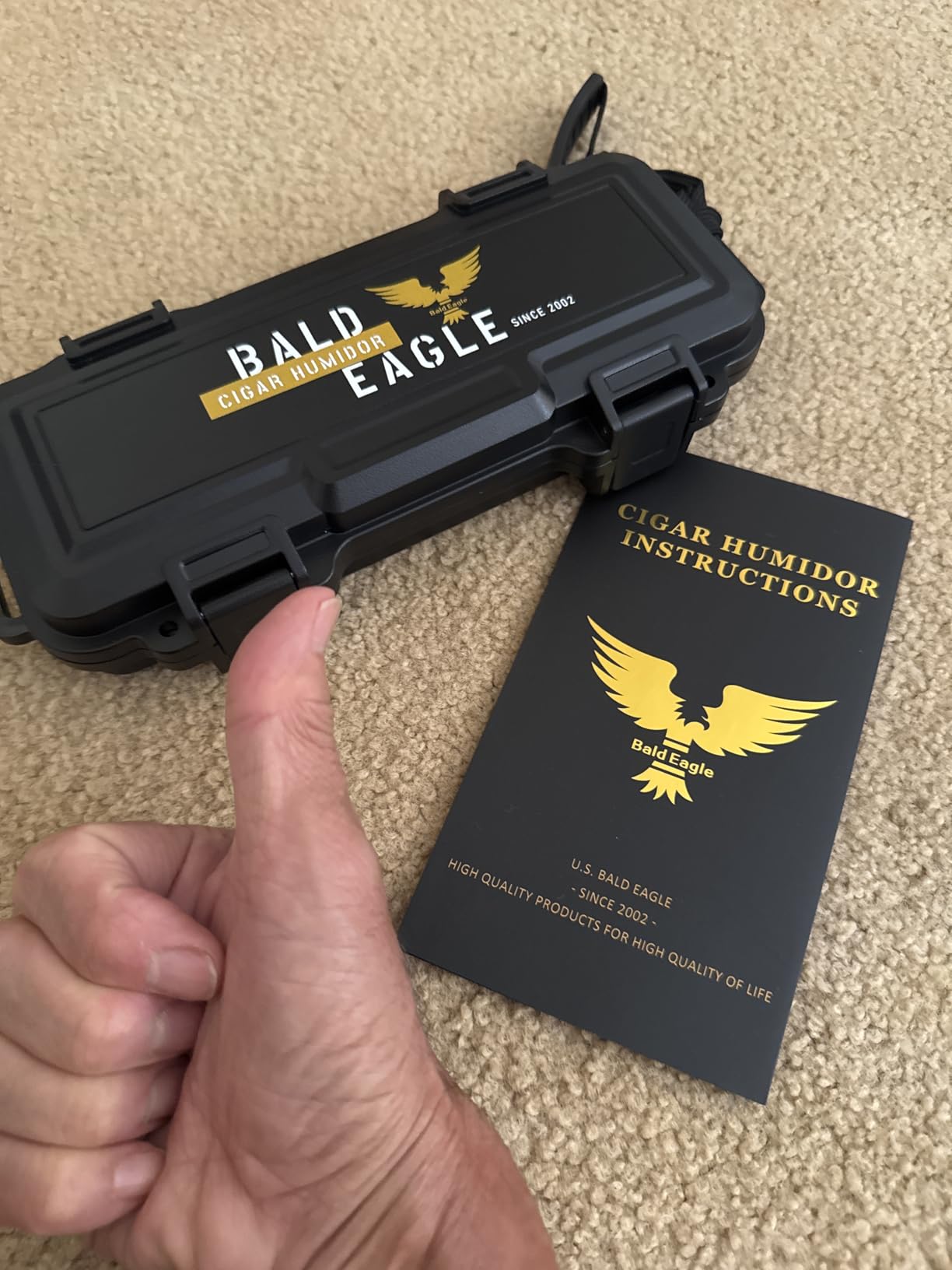 Bald Eagle Cigar Humidor Box, Travel Humidor with Humidifier Hygrometer, Portable Case for 15-20 Cigars, Waterproof | Crushproof | Airtight customer photo 1