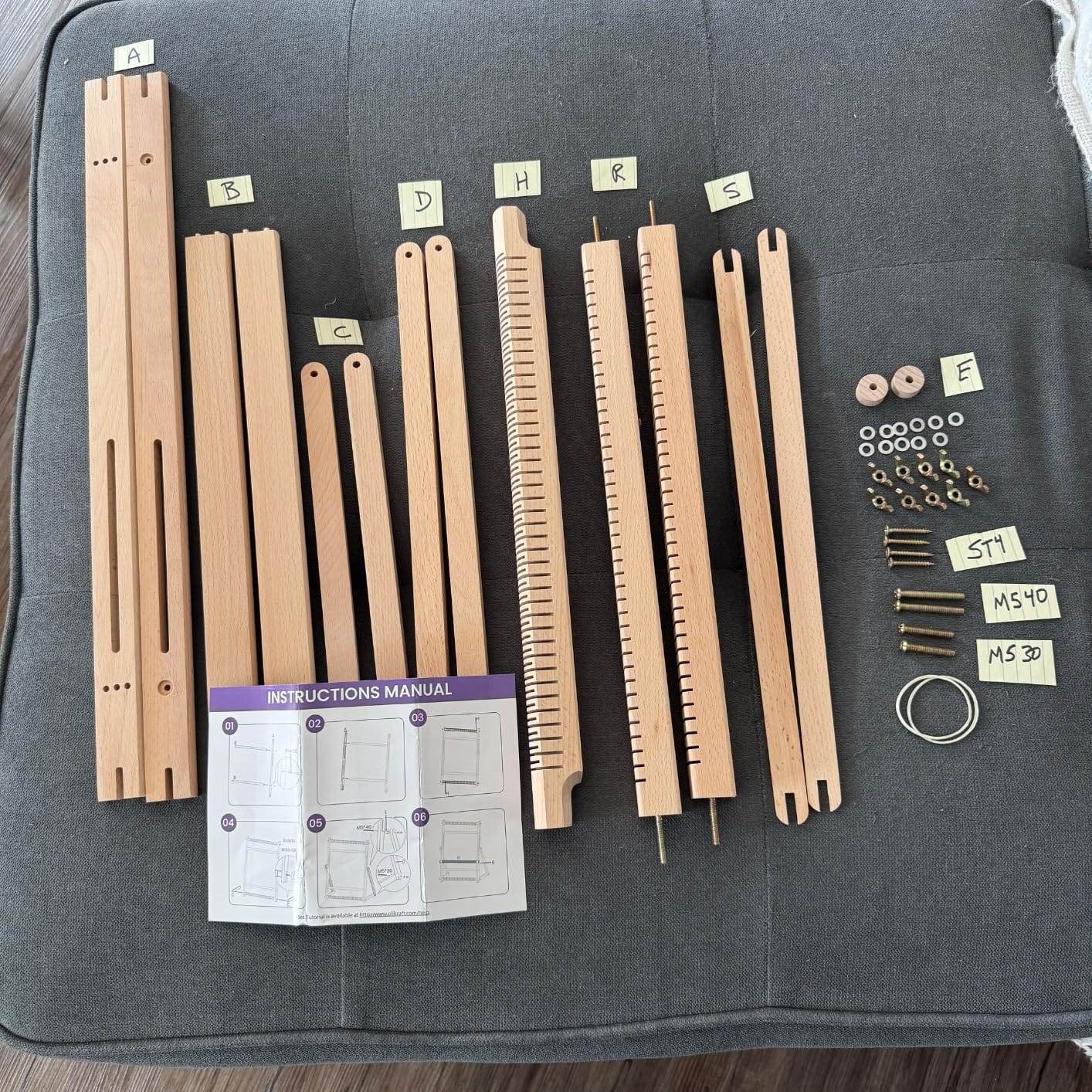 Olikraft Wooden Weaving Loom with Adjustable Stand - Weaving Looms for Adults and Kids. Loom Kit. Small Heddle. Telar. (Large) | 18.5 x 14 inch warping area, easy setup with guide and video tutorial, for adults, beginners and pros customer photo 2