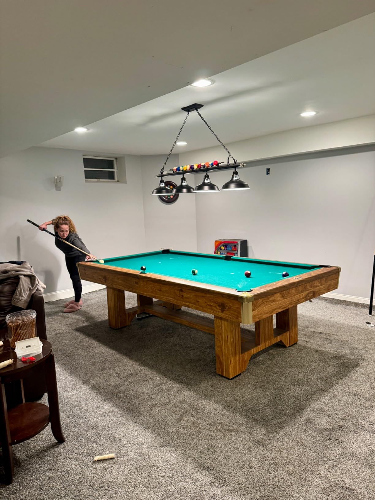 Billiard Pool Table Lights 4-Light, Black Matte Metal Shades customer photo 2