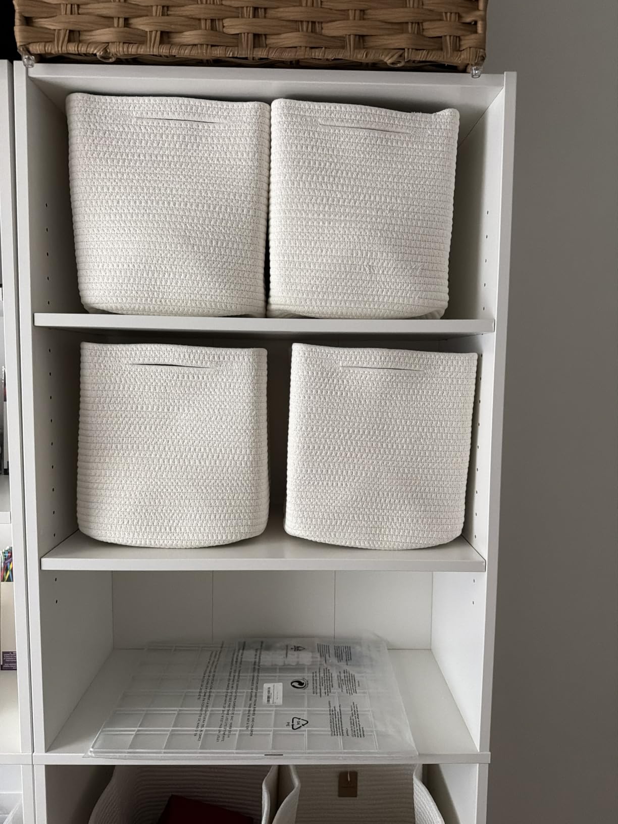 NaturalCozy Storage Cubes 11 Inch Cotton Rope Woven Baskets for Organizing, 3-Pack | Cube Storage Bin | Square Storage Baskets for Shelves Organizer, Classroom, Kids Toy Bins, Closet, Baby Nursery customer photo 1