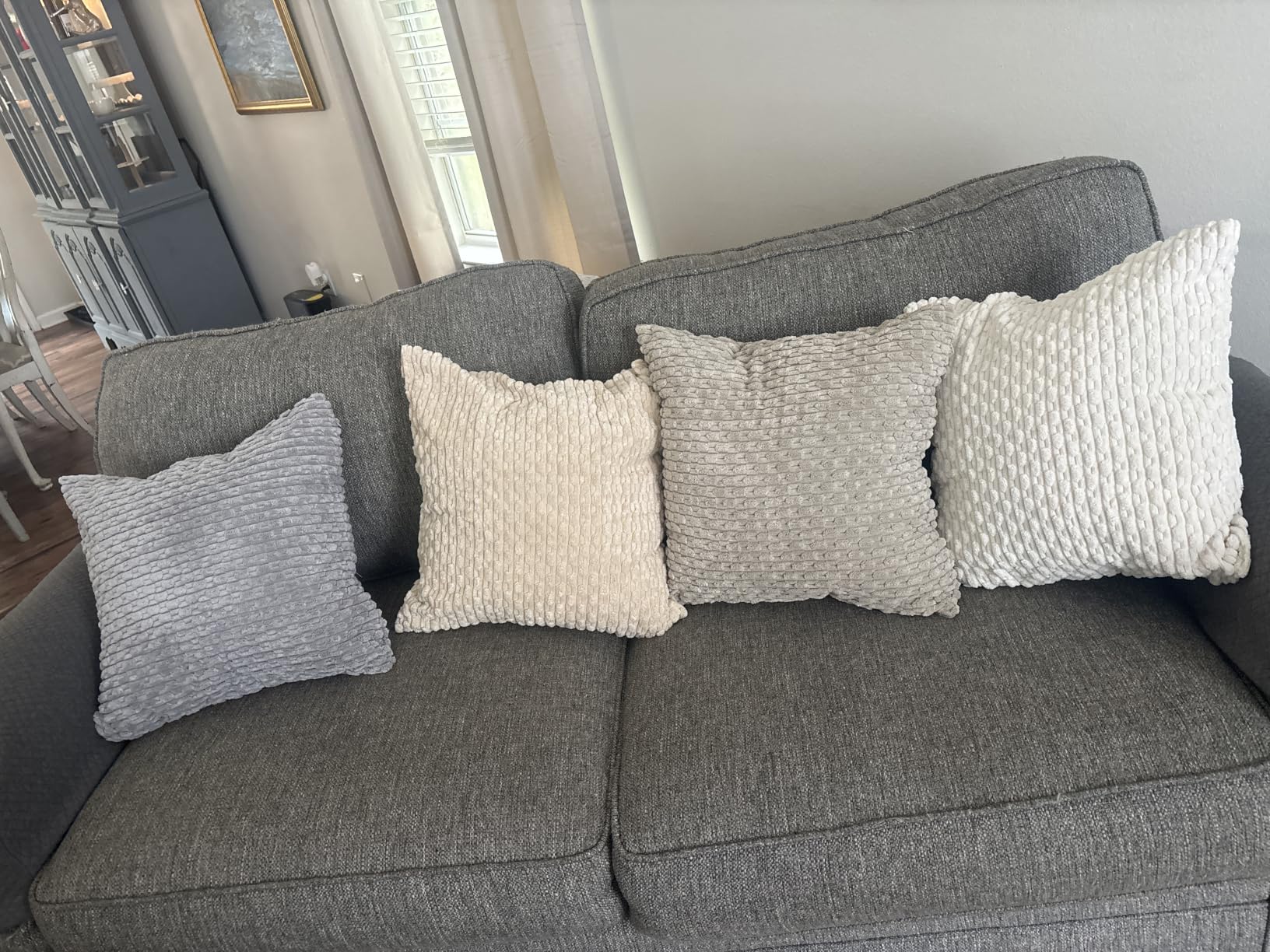 Set of 4 Neutral Decorative Throw Pillow Covers 18x18 Inch Corduroy Pillow Covers for Bed Couch Sofa Living Room Soft Square Cushion Cases customer photo 1