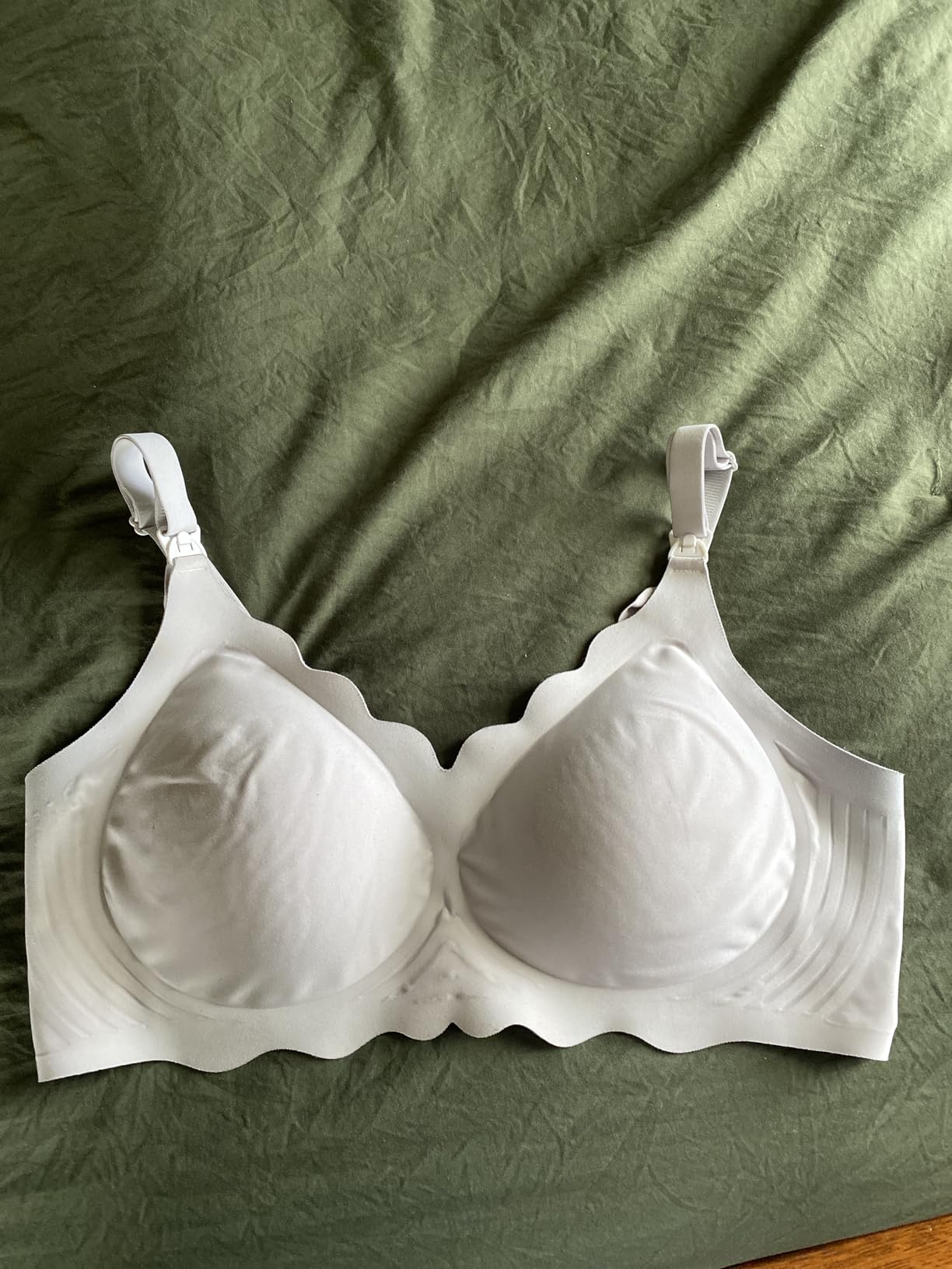 As Fairy Scalloped Nursing Bra Wireless Jelly Support Maternity Bra | soft, breathable cups, seamless, scalloped edges, comfortable, adjustable straps, nursing clips, pregnancy wear customer photo 2