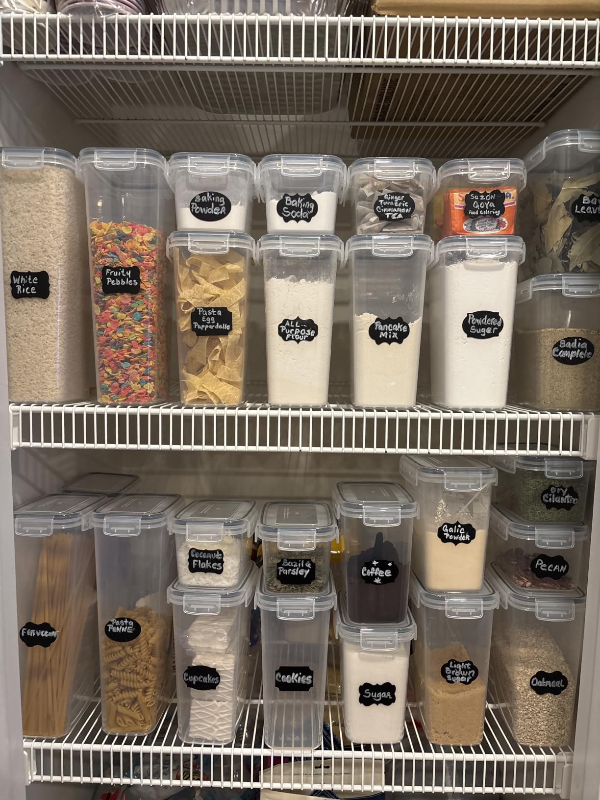 Airtight Food Storage Containers with Lids, 24 PCS Kitchen and Pantry Organization Canisters, BPA-Free, PVC-Free, Food-grade Plastic Leak-proof Jars for Cereal, Flour, Sugar, Extra 24 Labels & Marker customer photo 2