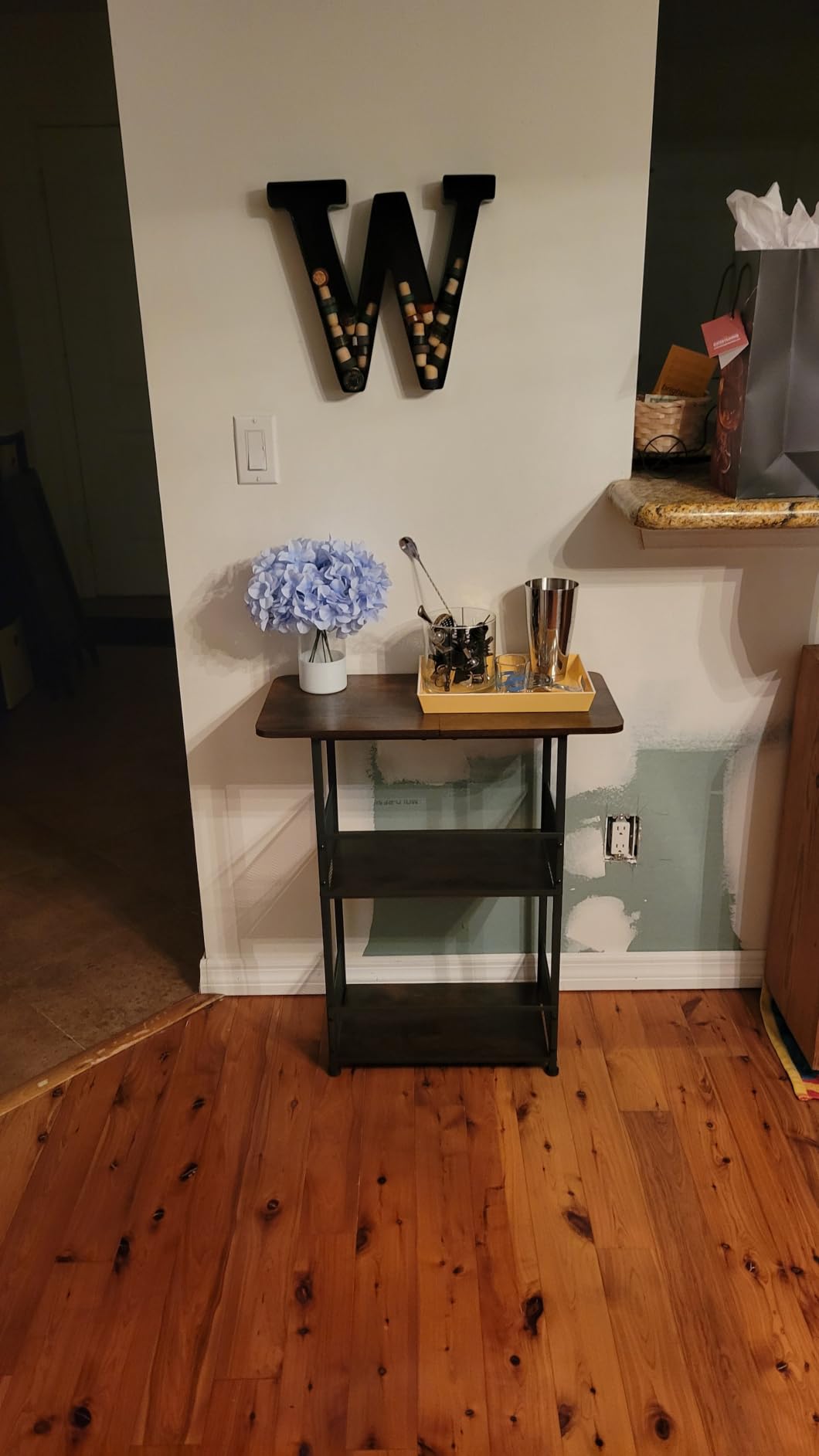 Floor Standing Freestanding Whiskey Rack: 3 Tier Wine Rack, Mini Bar Cart | Wine Bottle Display Stand Liquor Cabinet for Bottles, Cocktail Shaker, Mugs customer photo 2
