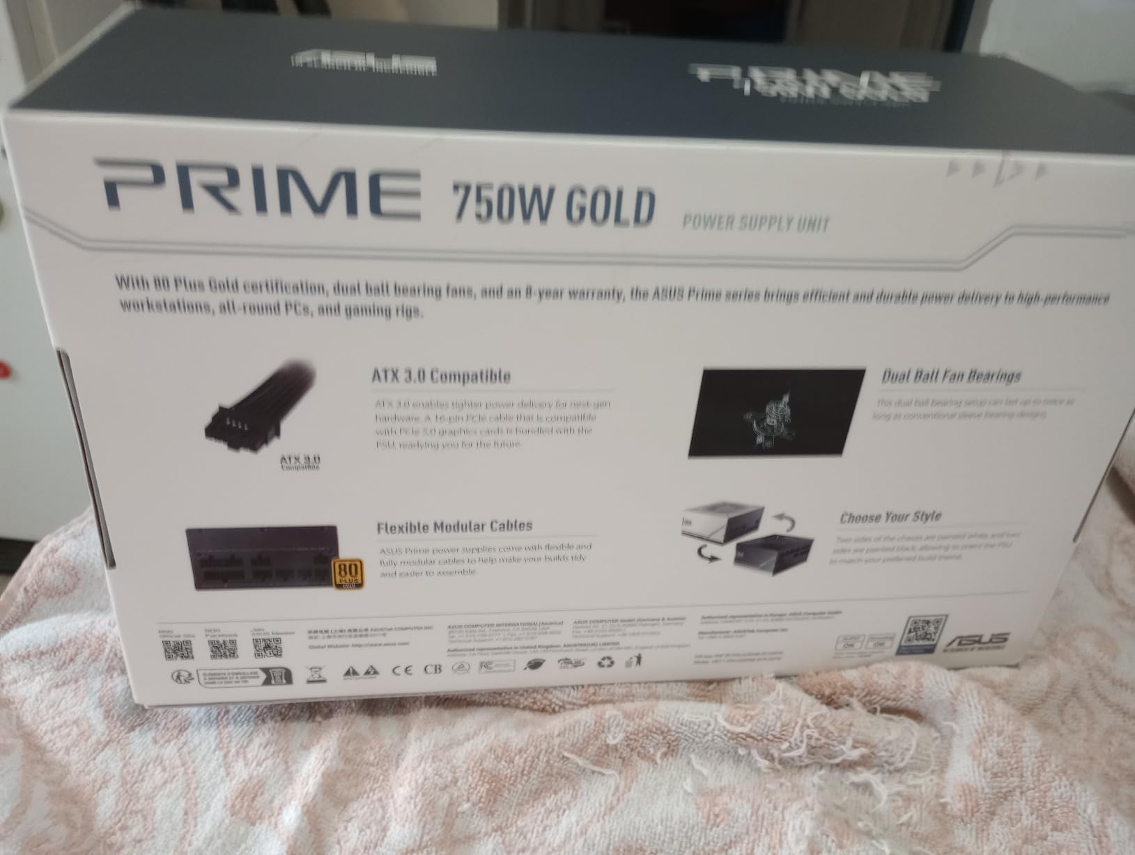 ASUS Prime 750W Gold (750 Watt, ATX 3.1 Compatible, Fully Modular Power Supply, 80+ Gold Certified, Dual Ball Bearings, Two Color Options in One, 8-Year Warranty) customer photo 2