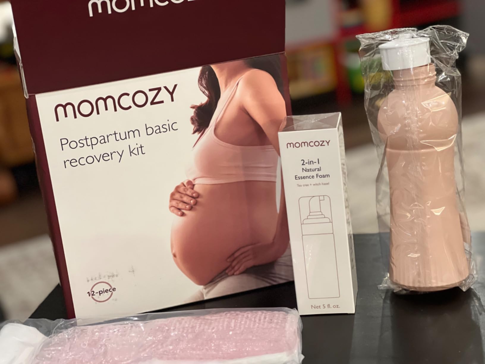 Momcozy 12pc Postpartum Recovery Kit, Labor & Delivery Essentials for Moms | 6 Disposable Underwear, Peri Bottle, 2 Reusable Cold Pads, 20 Nursing Pads & Cooling Foam. All-in-One Hospital Bag Essential customer photo 2