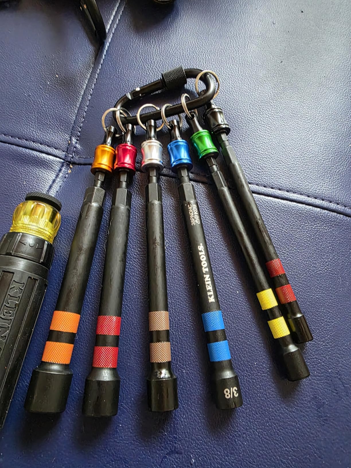 Klein Tools 32950 Ratcheting Impact Rated Hollow Power Nut Driver Set with Handle, Magnetic, Color Coded, 6 SAE Hex Sizes and Handle Included customer photo 1