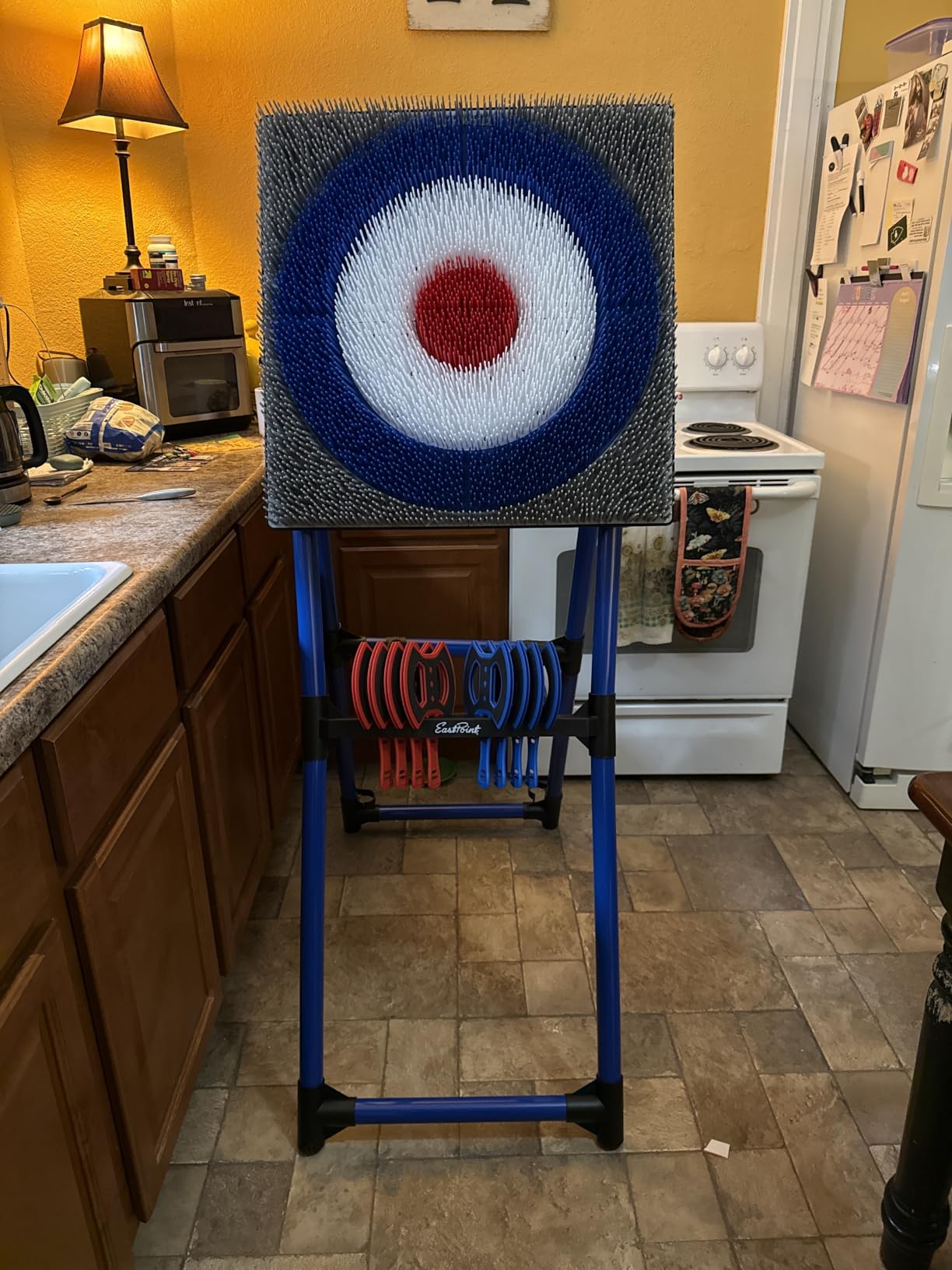 EastPoint Axe Throwing Game, Bristle Target, 8 Safety Axes, Over 5 Ft Tall | Bristle Face for Clean Throws, Folds Flat, 1.5