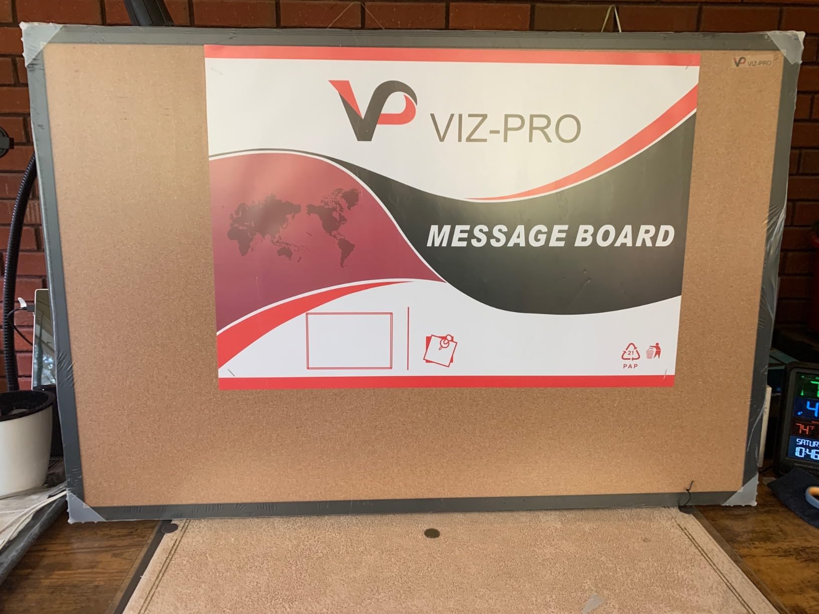 VIZ-PRO Cork Notice Board, 36 X 24 Inches, Cork Bulletin Board with Black Aluminium Frame customer photo 2