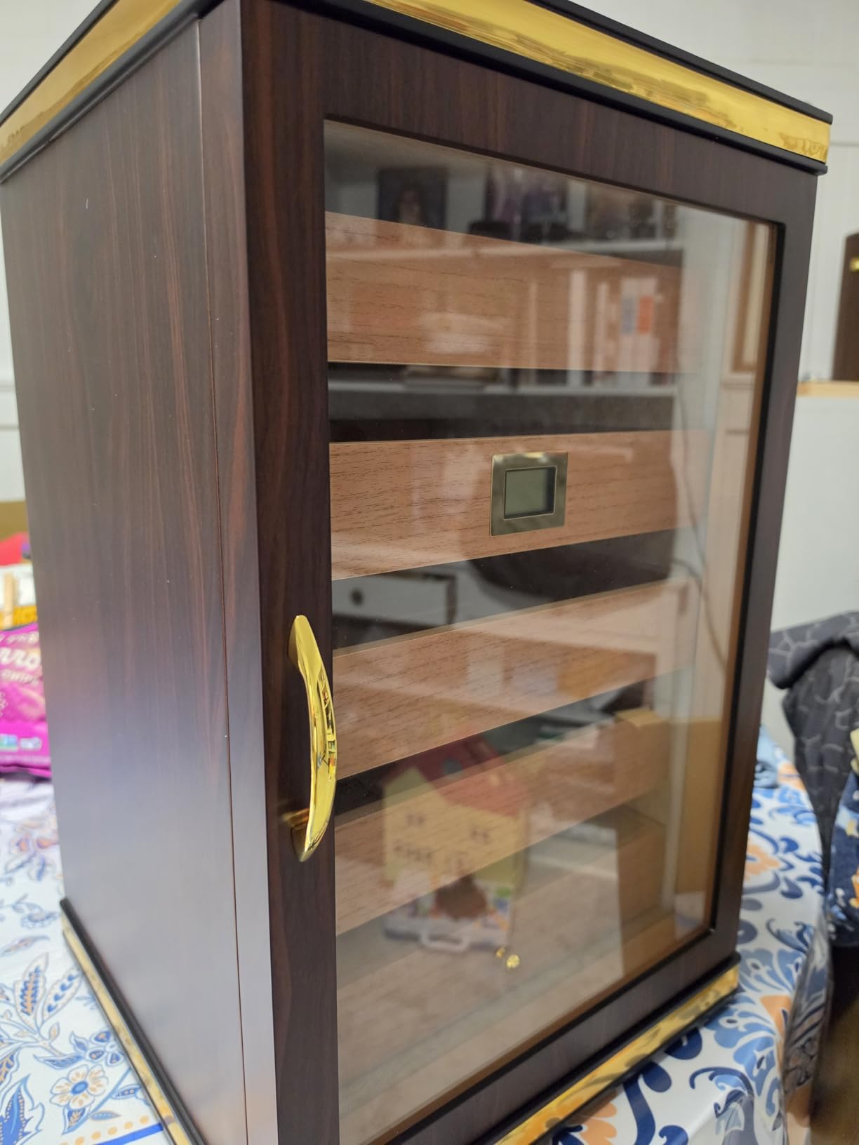 300-Count Walnut Cigar Humidor Cabinet with Digital Hygrometer customer photo 1