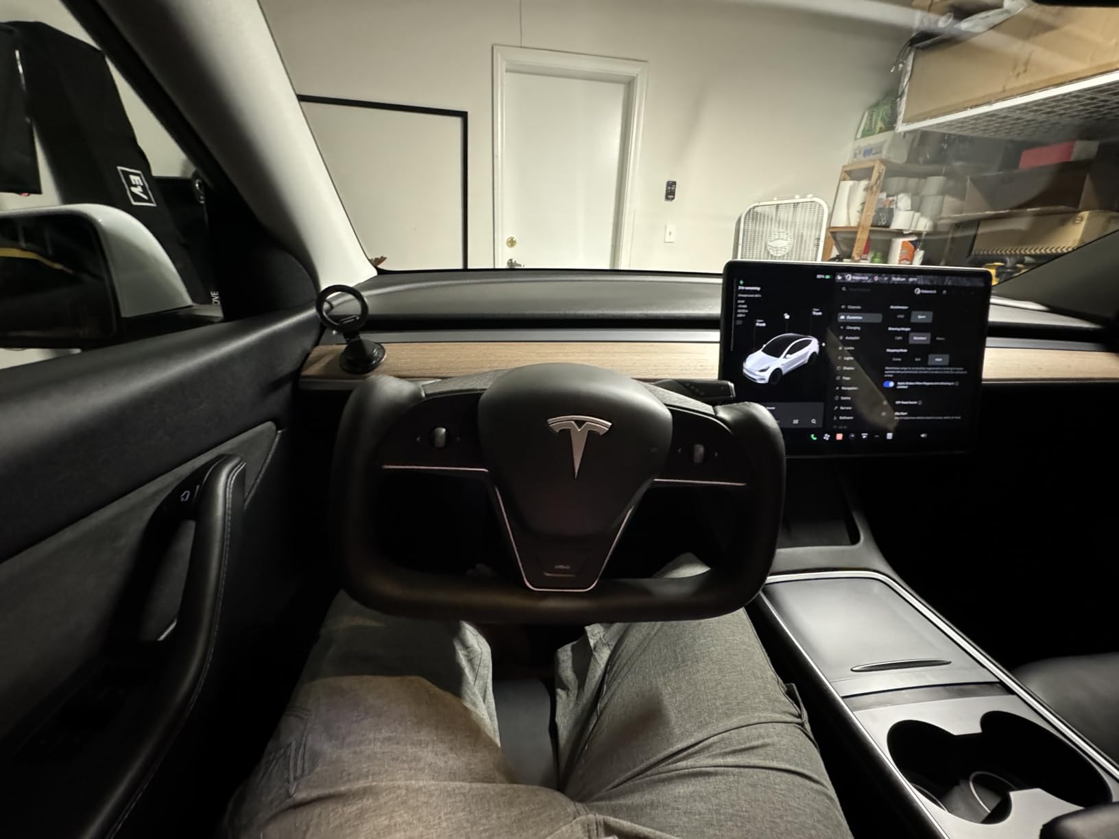 Black Microfiber Leather Yoke Steering Wheel with Heating Function Fit for Tesla Model 3/Y 2017-2023 customer photo 2